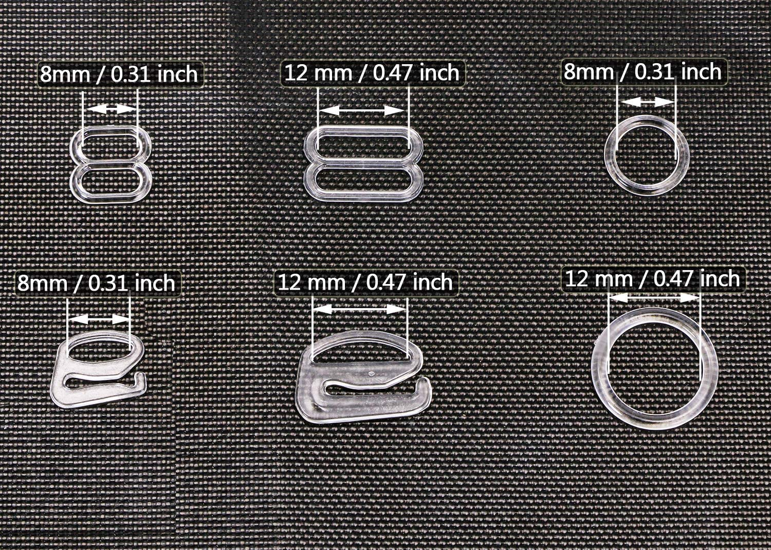 Tupalizy 240PCS Bra Strap Hooks for Sewing Bikini Halter Swimsuit Tops Lingerie Rings Nylon Bathing Suit Clips Clasp Sliders - Black image number 4