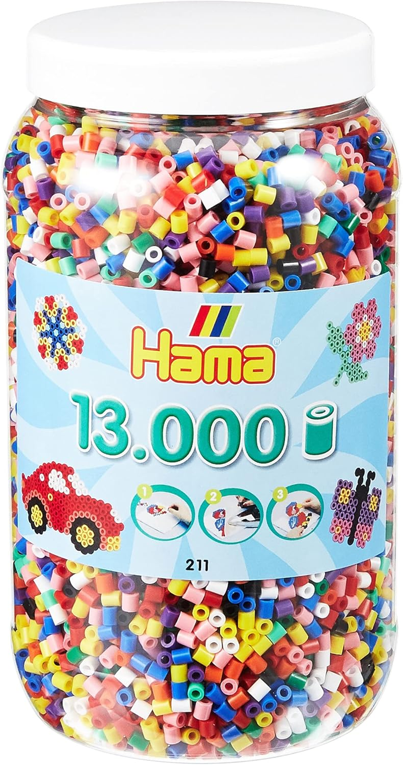 HAMA Bead Tub &ndash; 13,000 Bold Colour Beads | Large 5Mm Iron-On Fuse Beads for Kids Arts & Crafts | Creative DIY Kit for Fine Motor Skills & Learning Colours | Ages 5+ image number 1