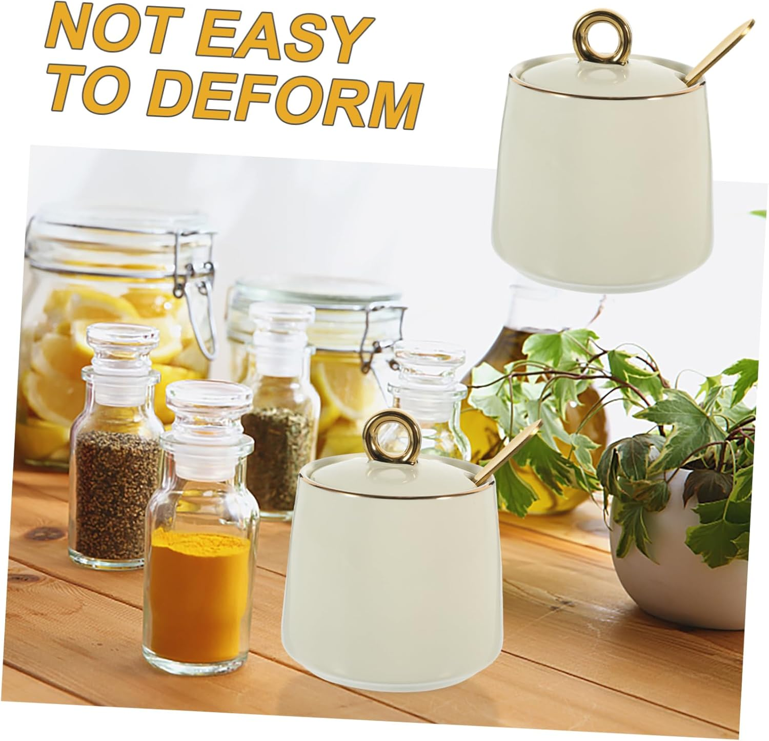 BIUDECO Ceramic Seasoning Jar for Home Use Spice Storage Jar Airtight Lid for Salt Sugar Spices in Kitchen Restaurant image number 1