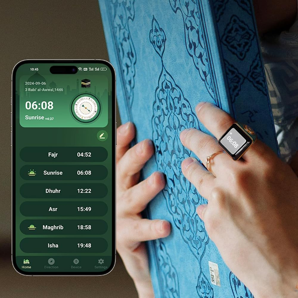 KEWAYO 18Mm Smart Ring Counter, Smart Tasbih Zikr Ring, Smart Ring Counter, Muslim Prayer, OLED Display, Tasbih Counter, Wearable Technology, Waterproof, USB Rechargeable image number 5