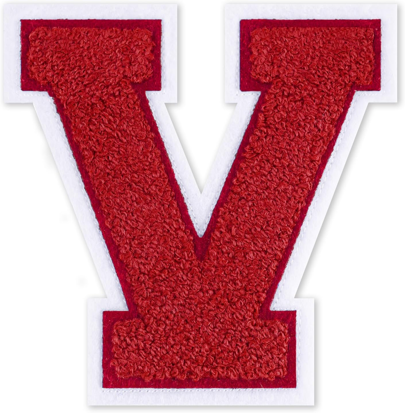 VGROSIA Iron on Letters, 4.5Inch Large Chenille Iron on Patch Alphabet Patches for Varsity/Jacket/Hoodie/Hats (White,A) image number 3