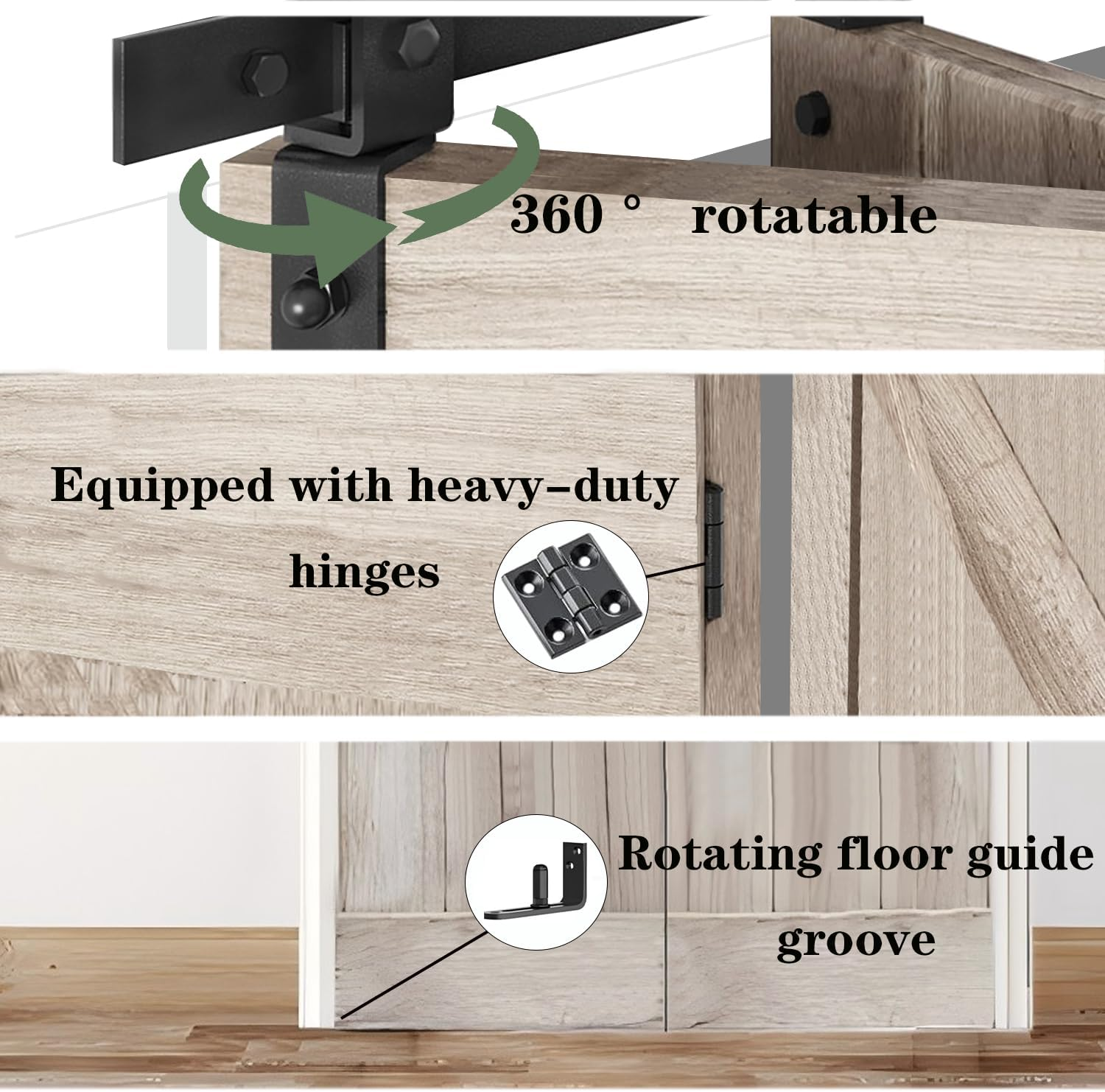 Bifold Sliding Barn Door Hardware Track Kit,Side Mounted Black Roller,Smoothly and Quietly,Assembly Easy (Black, 79 for 4 Door) image number 4