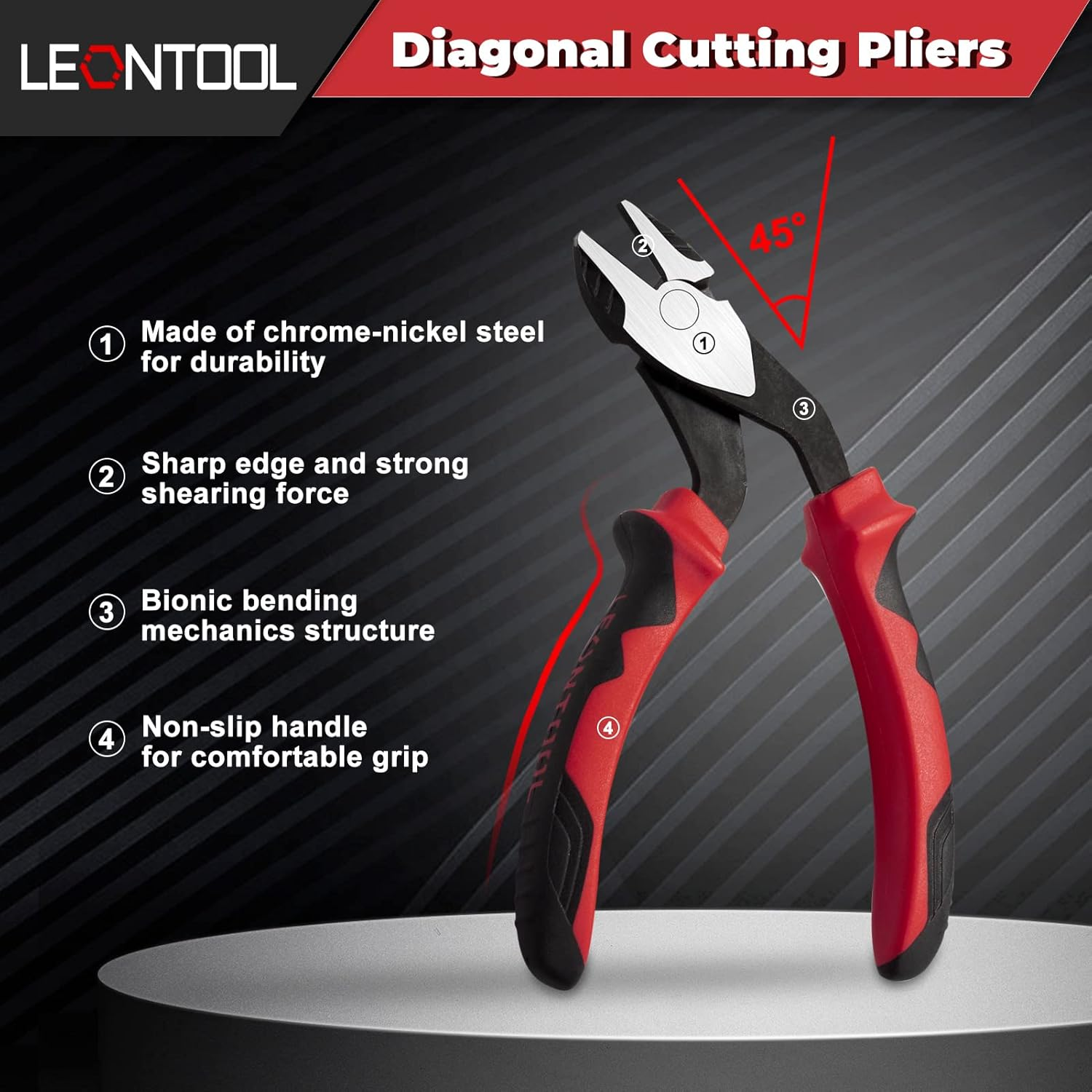 LEONTOOL High Leverage Pliers Set - Angled Head 8 Inch Needle Nose & 7 Inch Diagonal Cutting & Combination Pliers - Professional Hand Tool Saving 35 Percent Labour image number 2