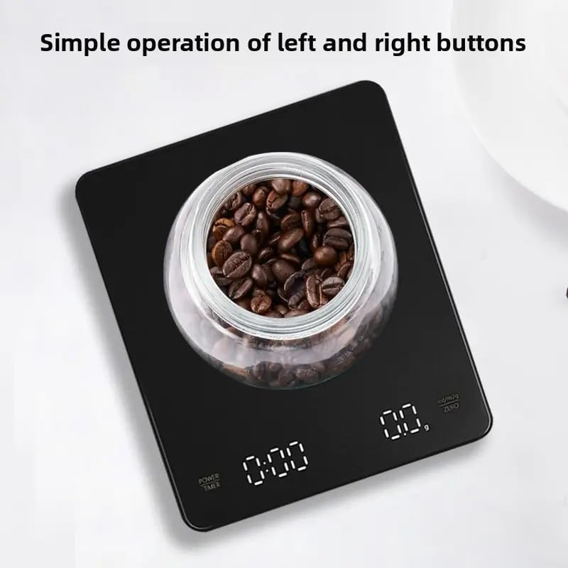 Digital Coffee Scale with Timer (3Kg/0.1G) High Precision Espresso Electronic Food Gram Scale | C Type Rechargeable with LED Touch Screen High Temperature Resistance Base Auto off | Measures Oz/Ml/G image number 5