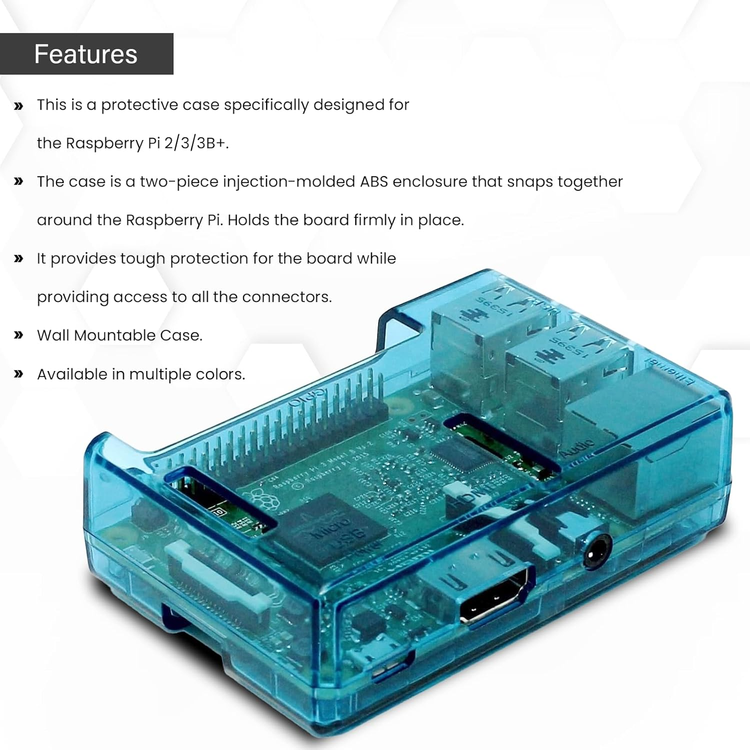 Premium Blue Transparent Case for Raspberry Pi 2 Model B Quad Core and Model B+ (B Plus) image number 5