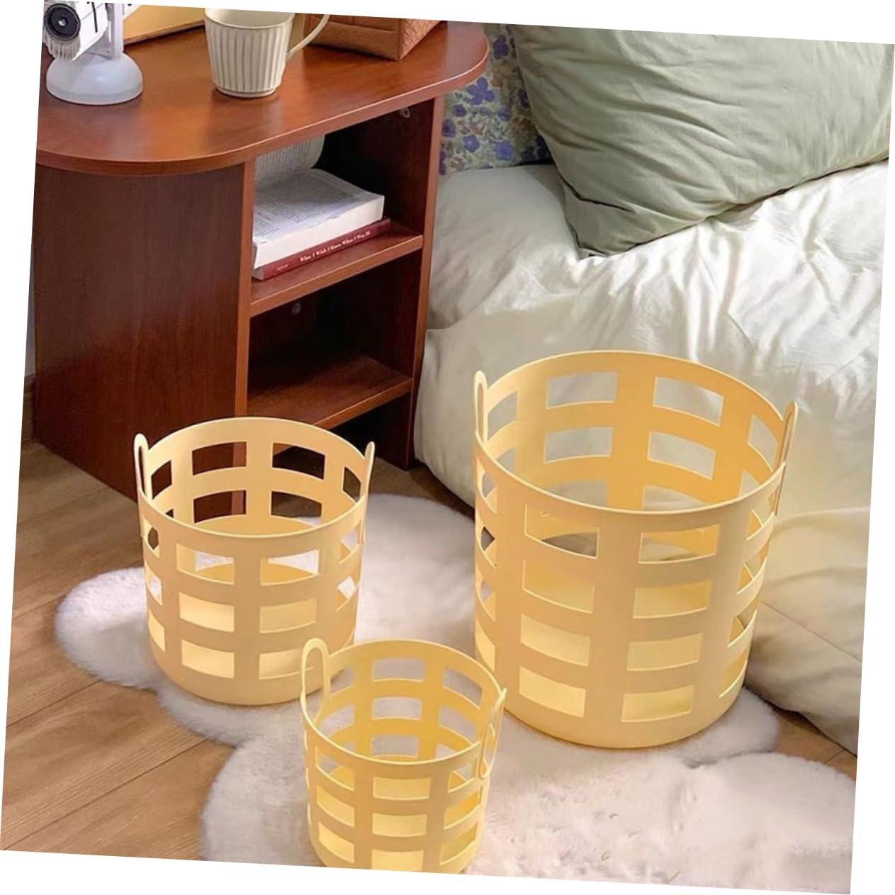 BESTOYARD Small Dirty Laundry Storage Basket Hollow-Out Plastic Organizer Lightweight Multi-Use Clothes Hamper for Home and Dorm Room image number 3