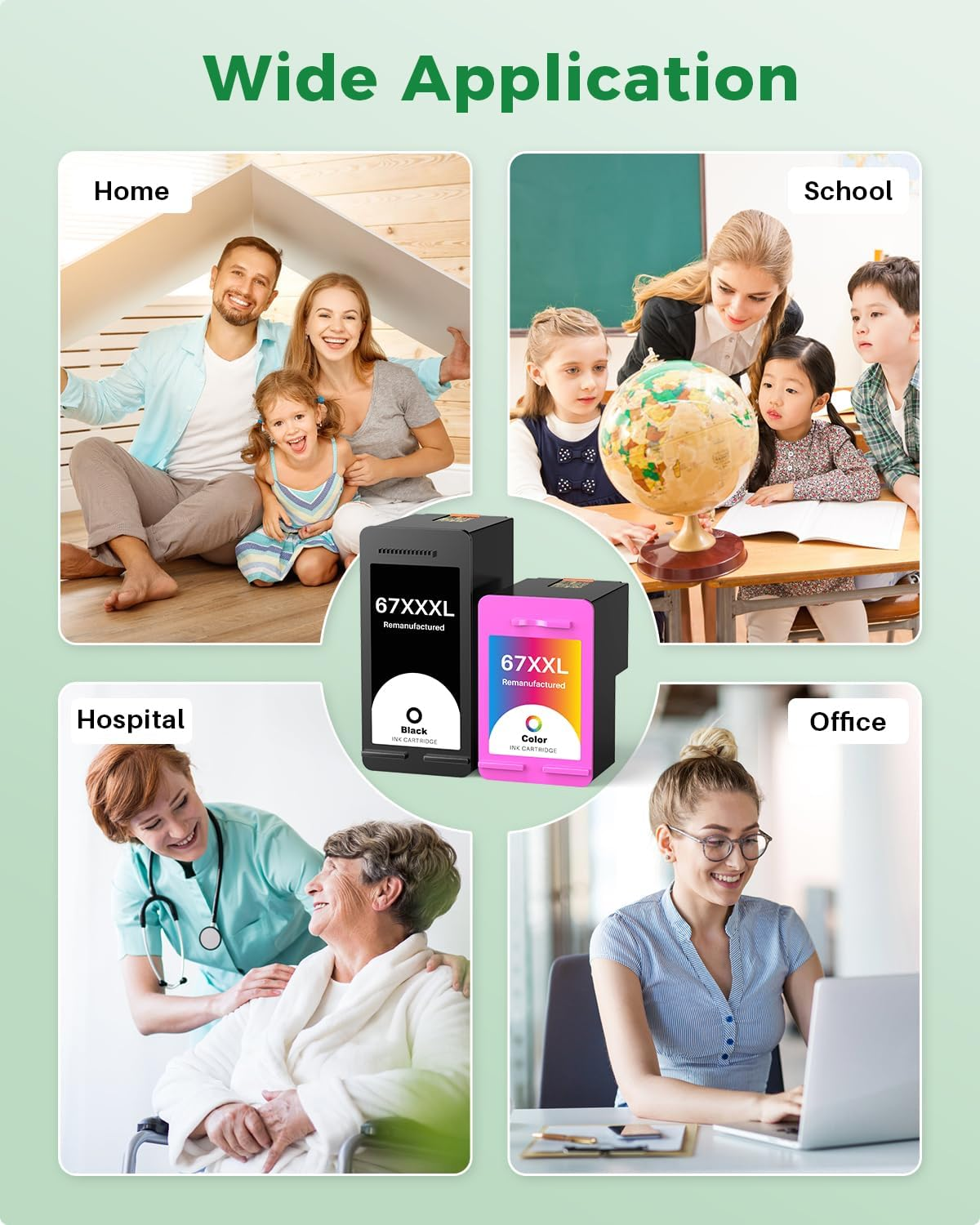 67XXXL Ink Cartridge Combo Pack Replacement High Page Yield for HP 67XL 67XXL 67 XL Use with Deskjet 4155E 4255E 4152 Envy 6055E 6000 6400 6455E Printer (67XXXL Black, 67XXL Tri-Color) image number 3