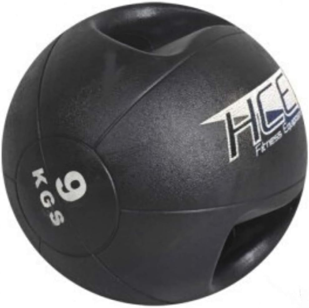 Dual Grip Medicine Exercise Ball Set Commercial Weighted Rubber Med Balls Double Comfort Handles Medball Core Training Ball by Fitness and Sport image number 2