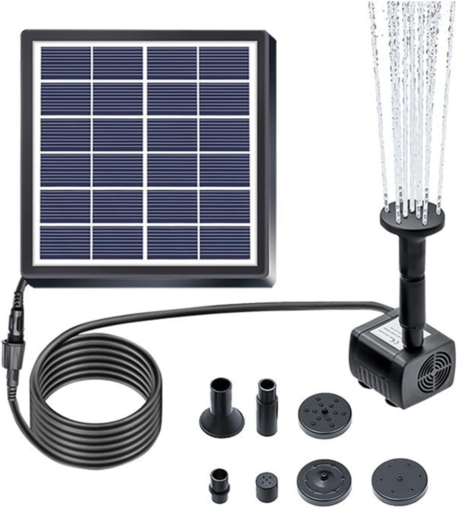 Meichoon Solar DC Fountain Pump 1.5W DIY Outdoor Birdbath Fountain Kit 5 Nozzles for Birdbaths Outdoor Ponds Courtyard Gardens and Fish Tanks MY03 image number 2