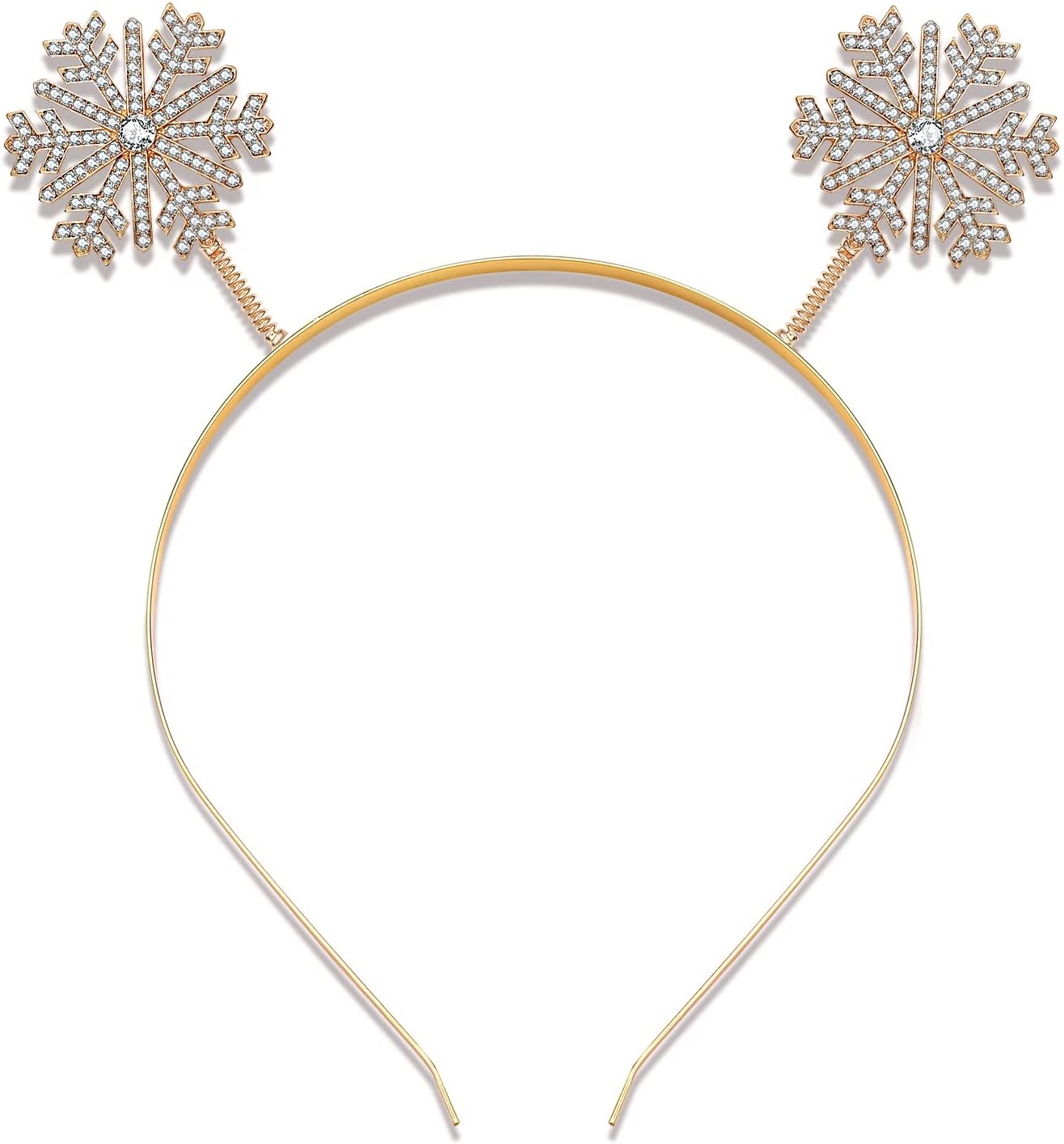 NVENF Christmas Headbands Festive Holiday Hairband for Women Xmas Tree Elk Snowflake Headbands Christmas Party Headwear Gifts - Gold Bow image number 5