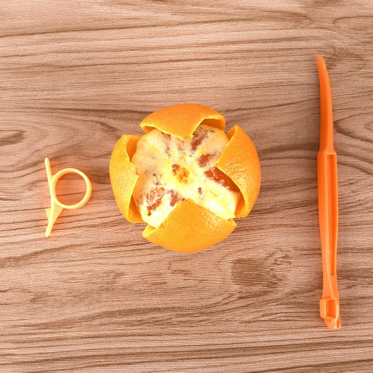 LUTER 6+2Pcs Orange Peeler Citrus Remover Plastic Slicer Cutter Easy Fruit Opener Kitchen Gadget for Orange, Avacados image number 5