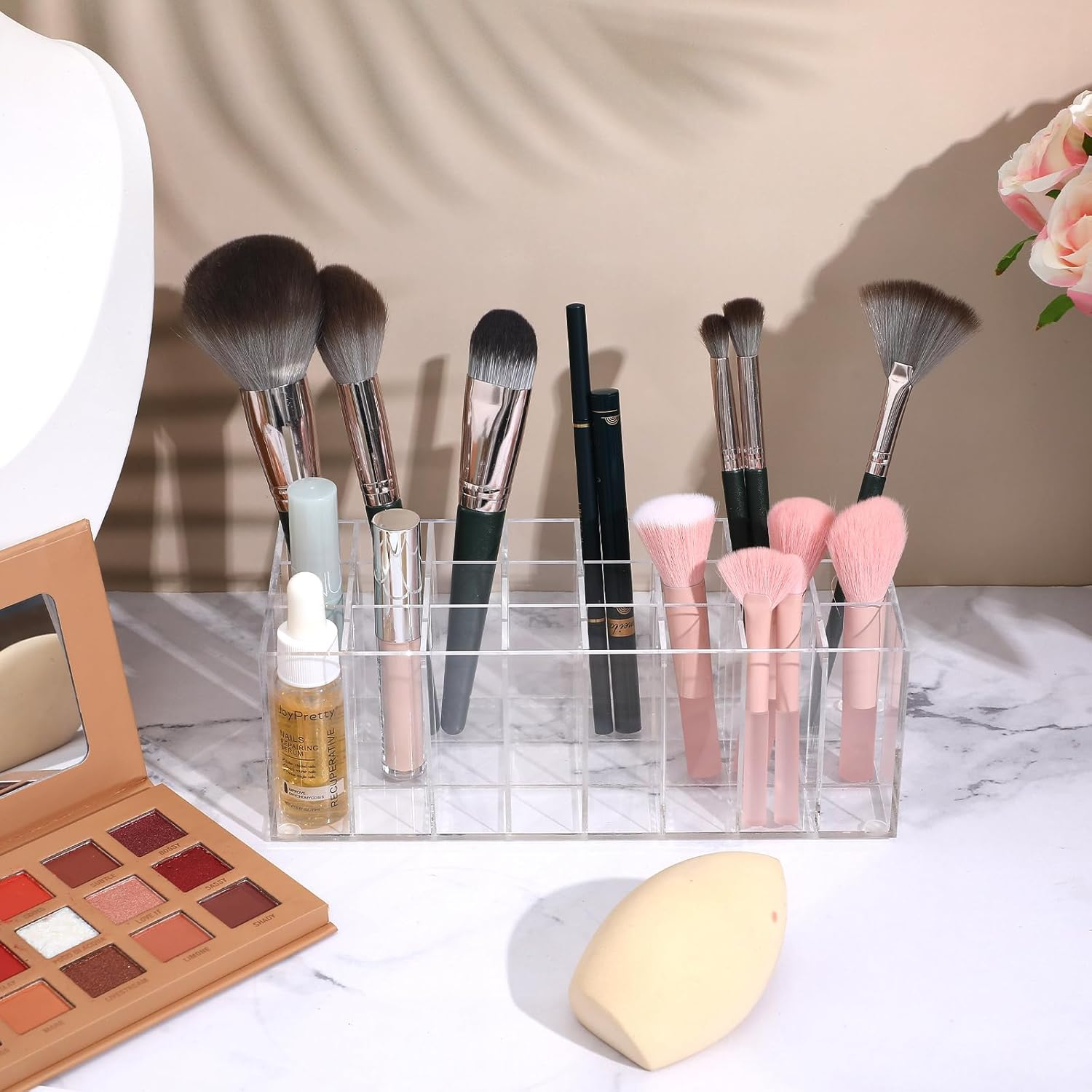 Baluue Lipstick Organizer, Home Lipstick Display Container, 24-Grid Acrylic Lipstick Holder, Clear, Makeup Organizer for Vanity, Bathroom, and More image number 2