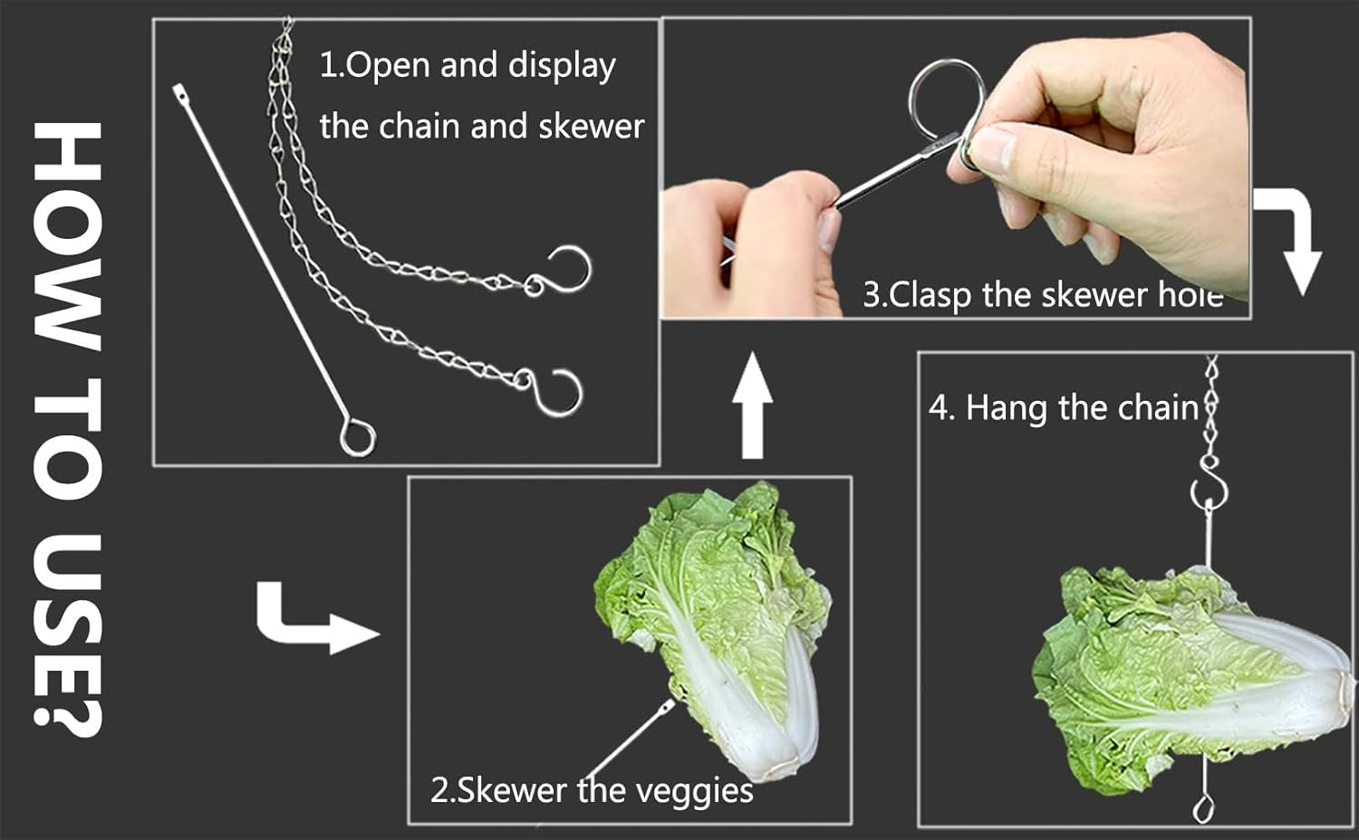 Chicken Vegetable Hanging Feeder Toy for Hens Pet Chicken Veggies Skewer Fruit Holder for Hens Large Bird image number 2