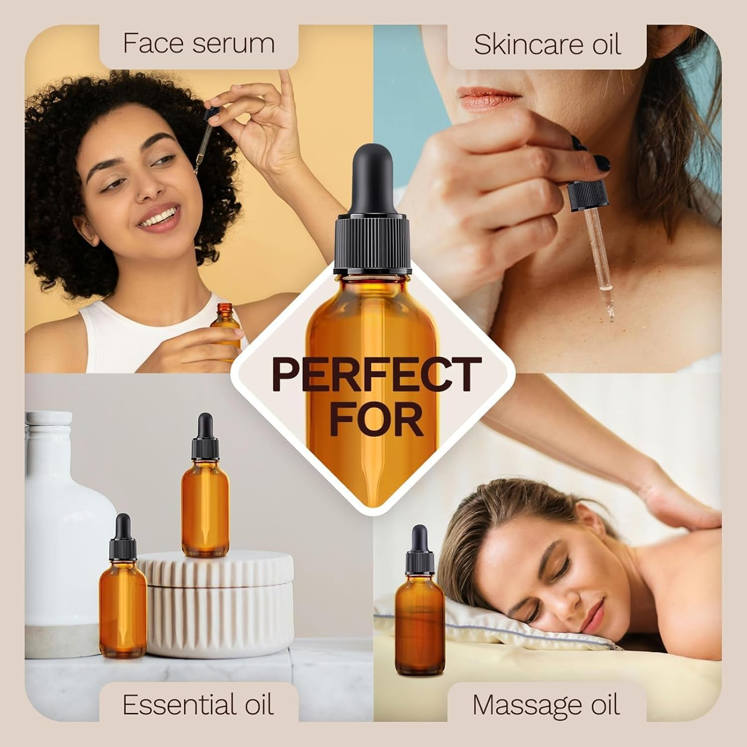 Weidllys 4 Pack,1 Oz Dropper Bottles with Funnels,Pipettes & Labels,30Ml Thick Dark Amber Glass Tincture Bottles with Eye Droppers, Leakproof image number 4