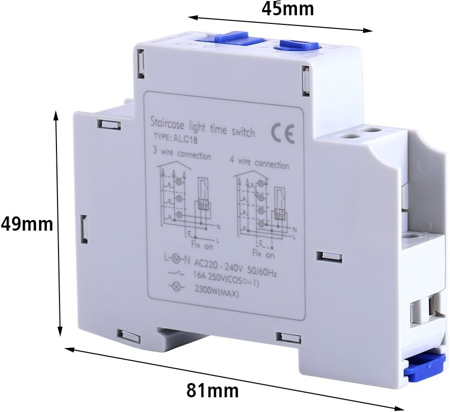 Staircase Light Timer Switch, Corridor Mechanical Timer Relay, AC 220-240V 16A Timer Switch for Corridor Lighting image number 3