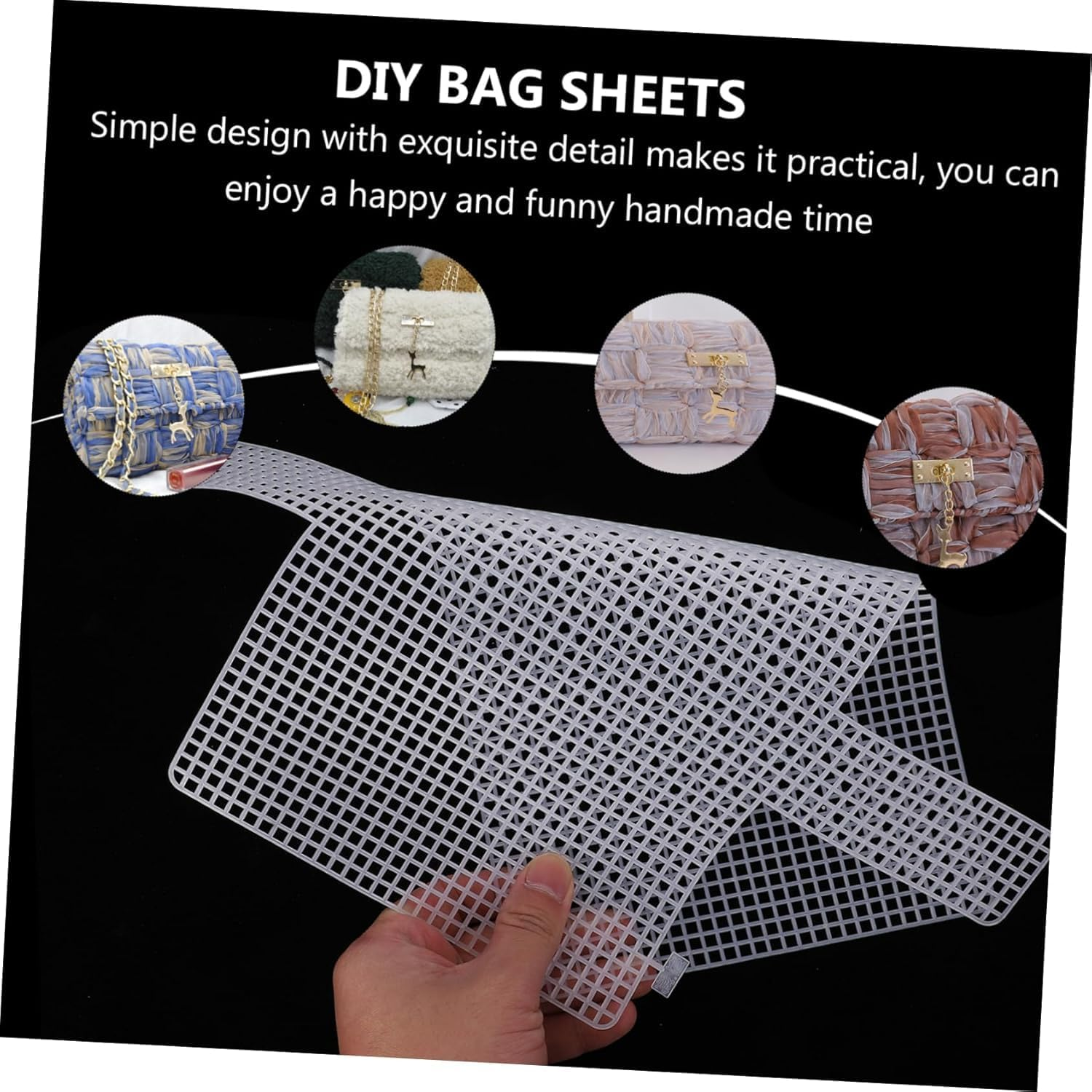 4Pcs Deer Style Mesh Sheets Plastic Purse Making Grid for DIY Crochet Bag Materials Set (Style1) image number 6