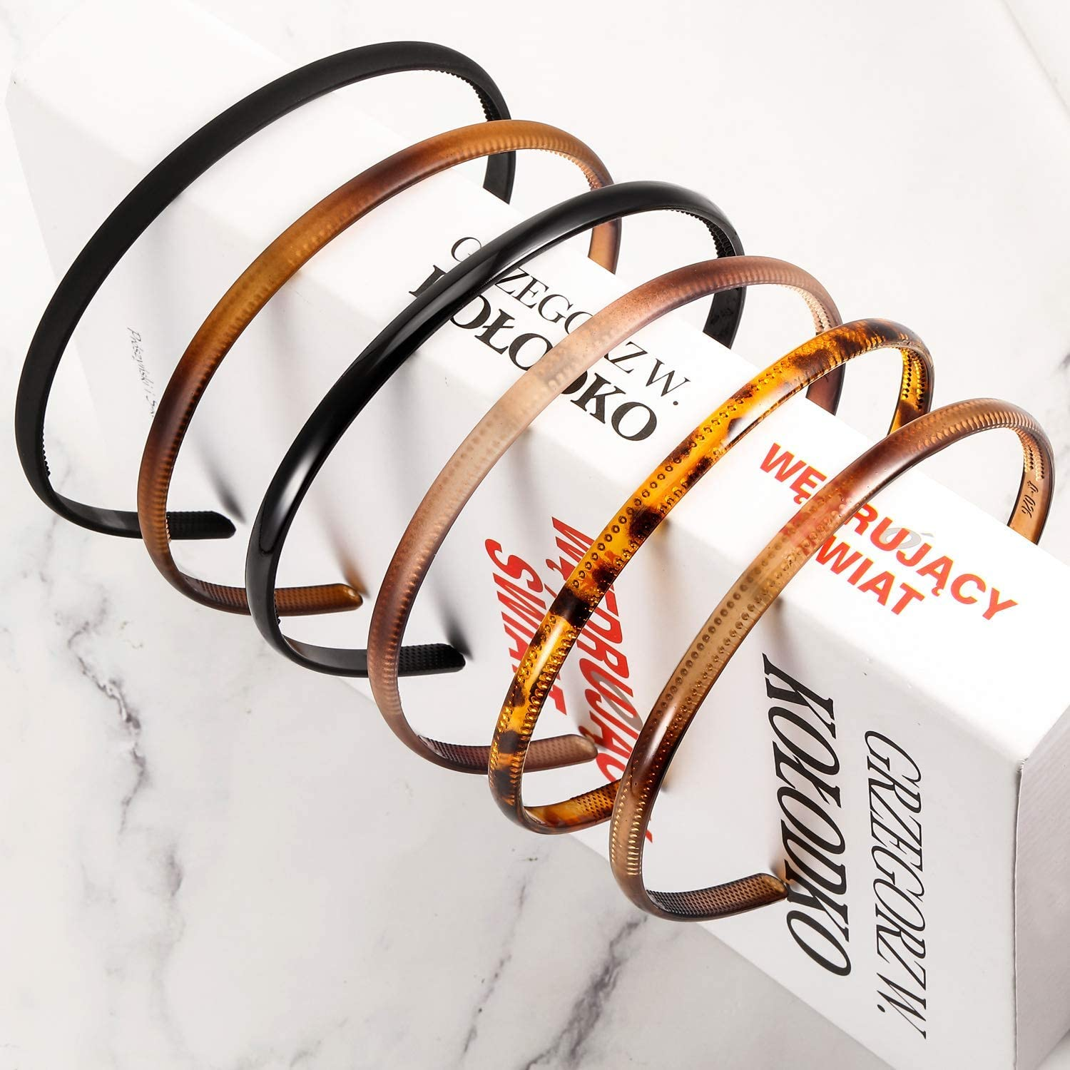 Kvadouly 6-Pack Skinny Plastic Toothcomb Headbands for Women and Girls &ndash; Flexible Hair Accessories in 3 Colors &ndash; Non-Slip Lightweight Design for Everyday Use image number 3