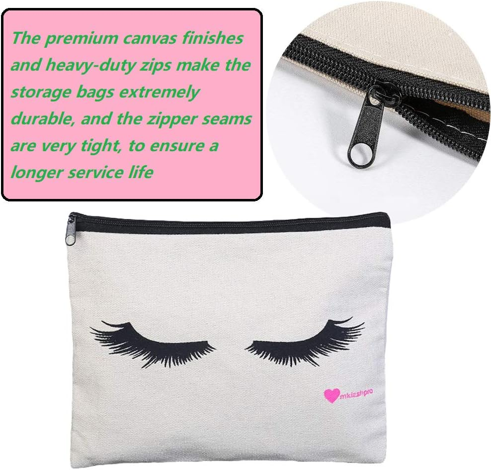 SAKOLLA 12 Pack Canvas Zipper Bags, Multi-Purpose Blank DIY Craft Pouches for Makeup, Travel, Party Gift, Organize Storage (Black,White, 8 X 5) image number 5