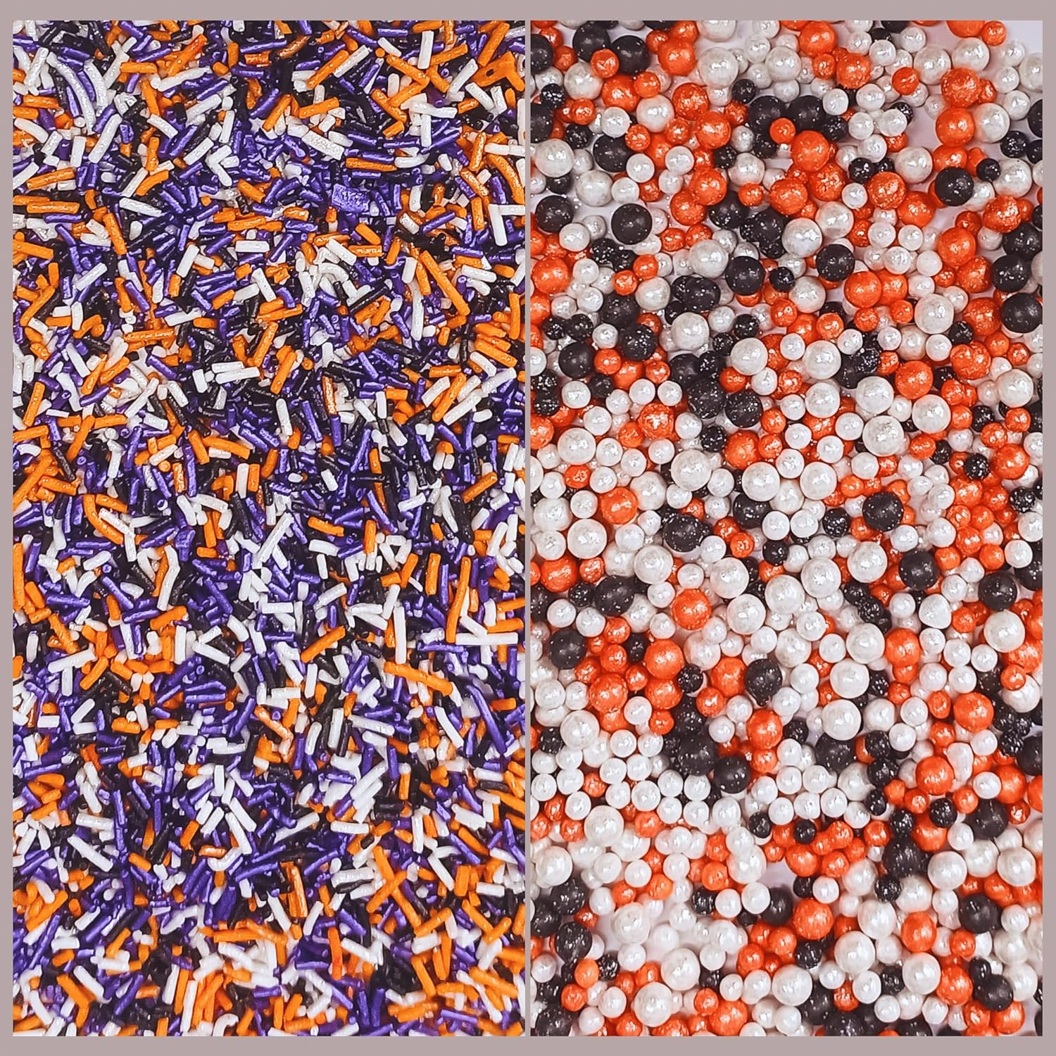 Confect Sprinkles Mix for Baking & Cake Decorative Sprinkles Assorted Pack of 5 Treat with Trick Sliver, Orange, Irish Purple & Black Dragees & Vermicelli Sprinkles - 3.5Oz image number 3