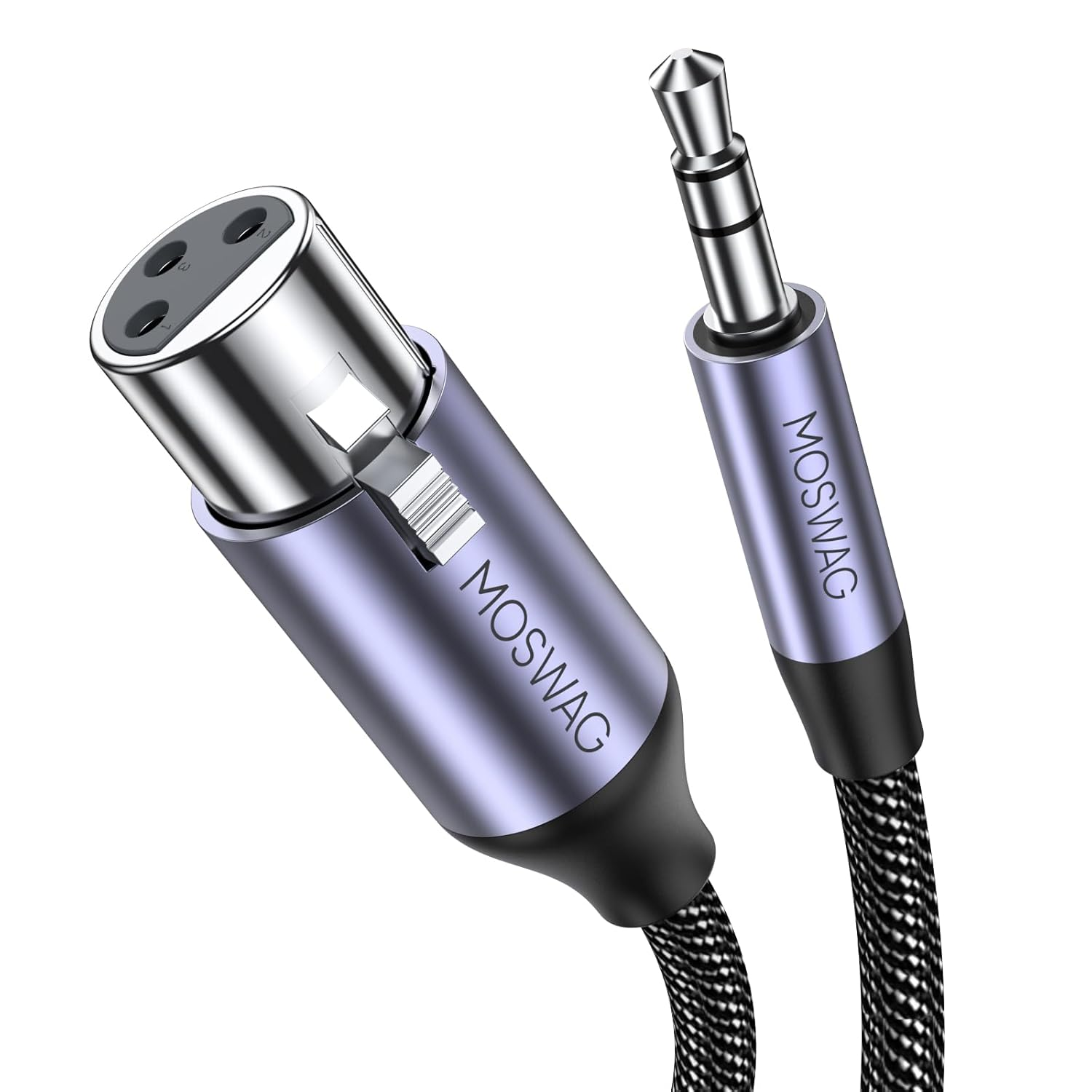 MOSWAG 3.5Mm to XLR Female Cable 3FT, 1/8 Inch to XLR Female Cable, 1/8 Inch TRS to XLR Female 3 Pin Microphone Cable, Balanced Stereo(1/8 to XLR) Compatible with Computer, Speakers, Microphone, Etc