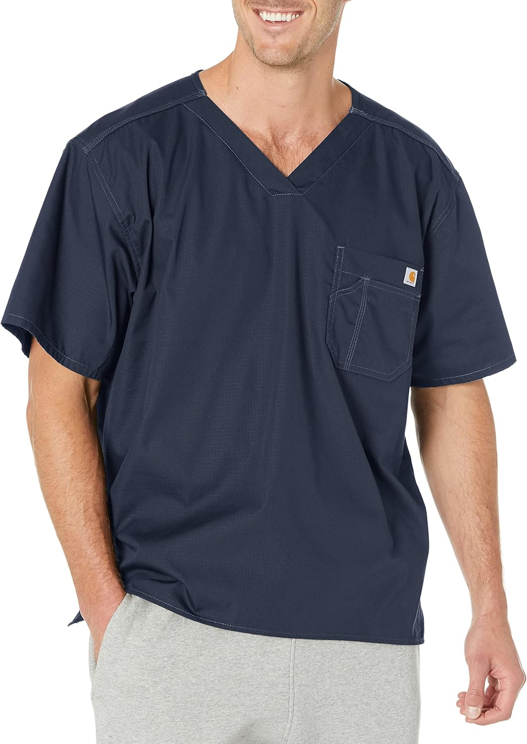 Carhartt Scrubs C15108 Men'S Classic Fit Ripstop Bi-Swing Chest Pocket V-Neck T