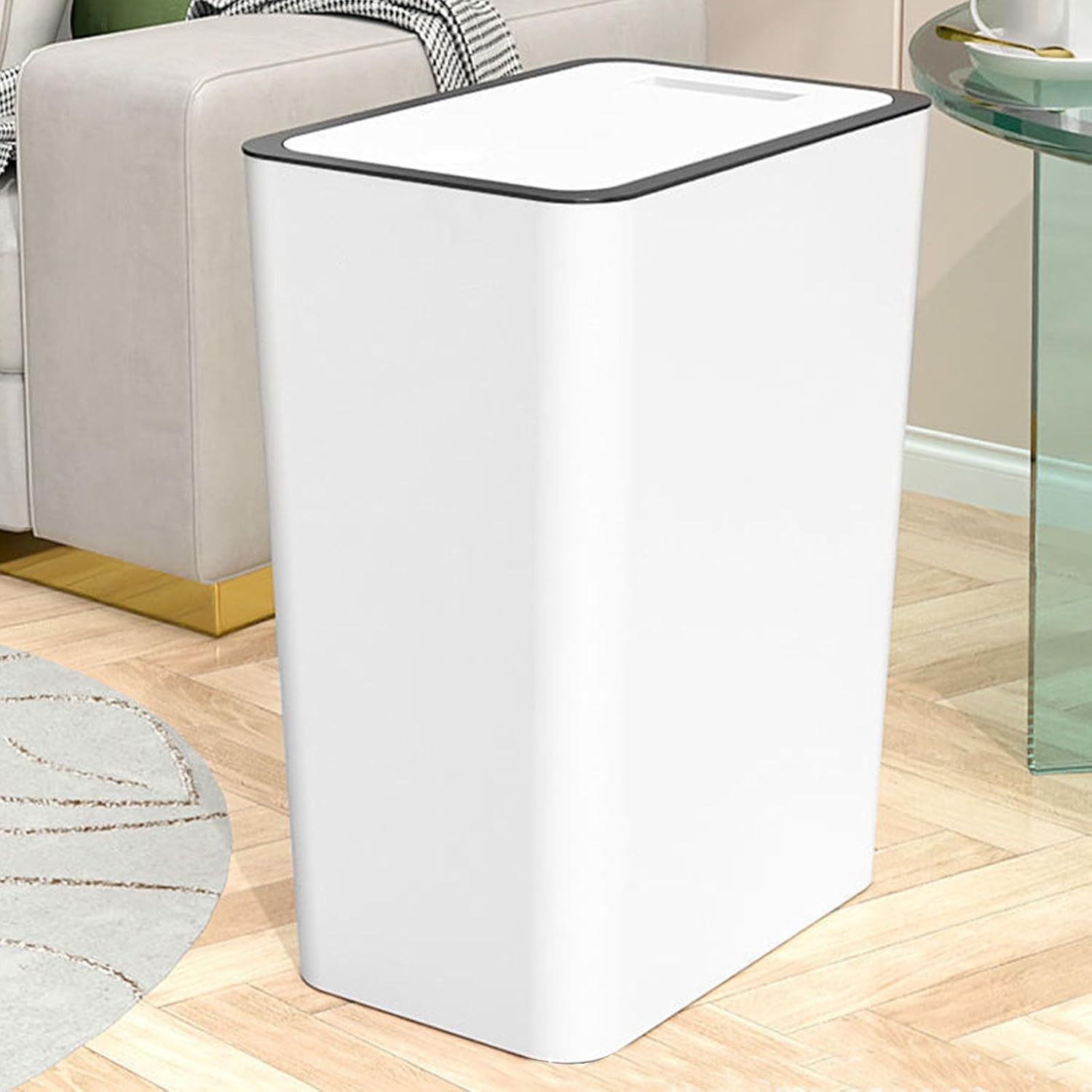 Press Type Trash Can, 15L Plastic Garbage Bin with Cover, Press, Sealing Design, for Household Use