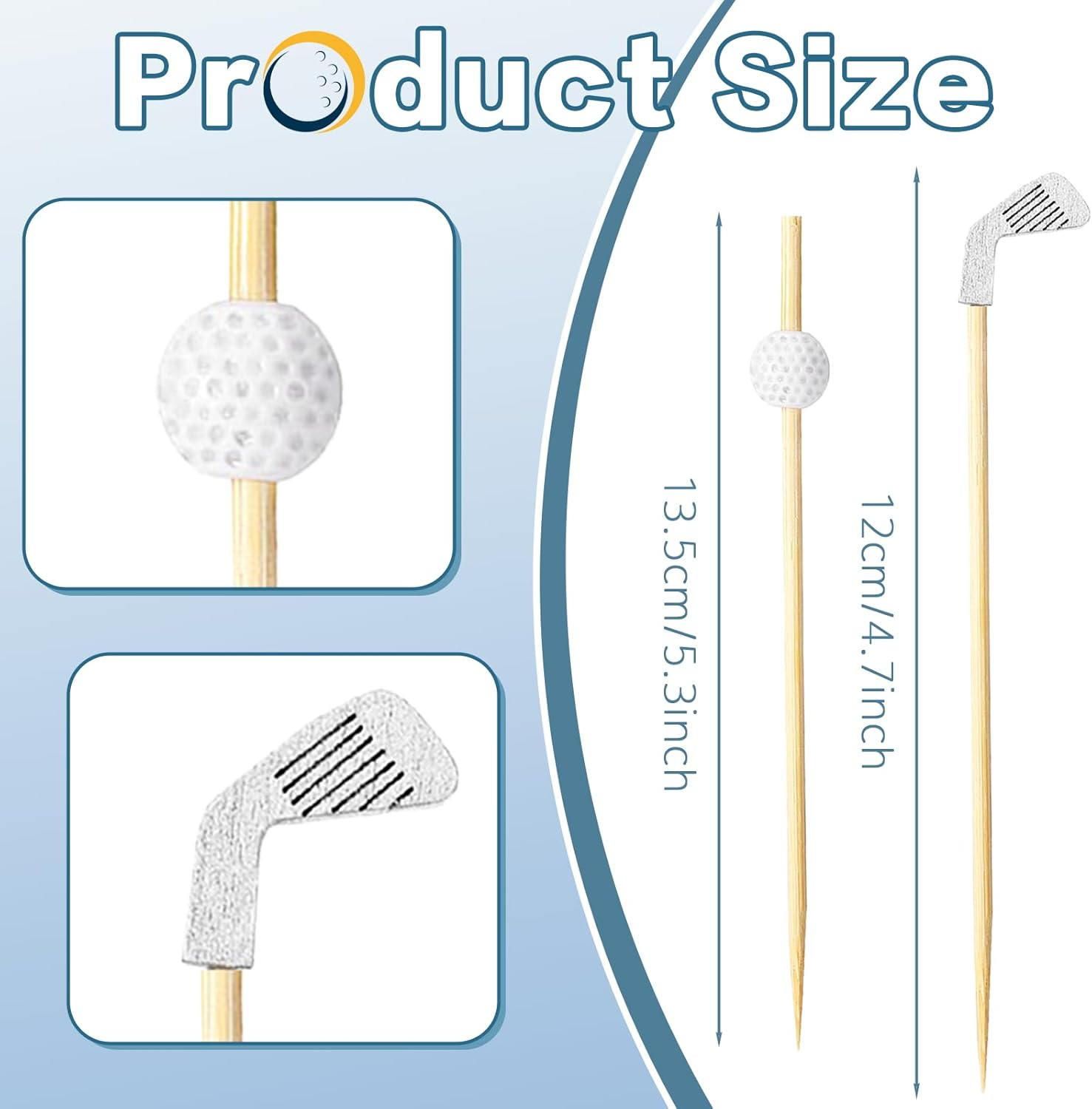 Yesaior 240Pcs Golf Cocktail Toothpicks, Disposable Long Bamboo Golf Toothpicks Sandwich Fruit Cocktail Picks for Catered Events Buffet Party Holiday Supplies image number 5