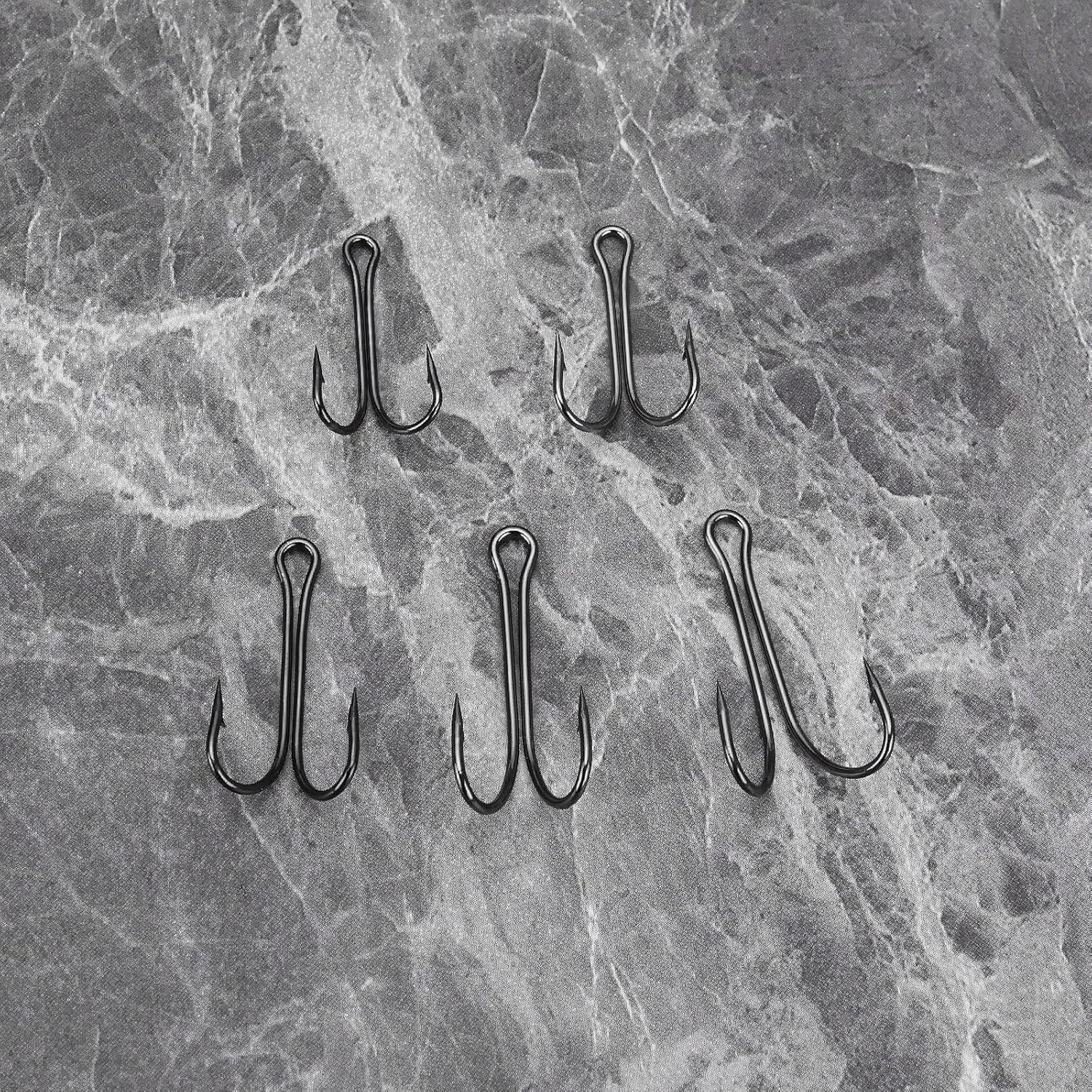 SG Store 55PCS Double Fishing Hooks #1-#3/0 High Carbon Steel Fishing Double Hooks Sharp Open Shank Barbed for Saltwater Freshwater image number 6