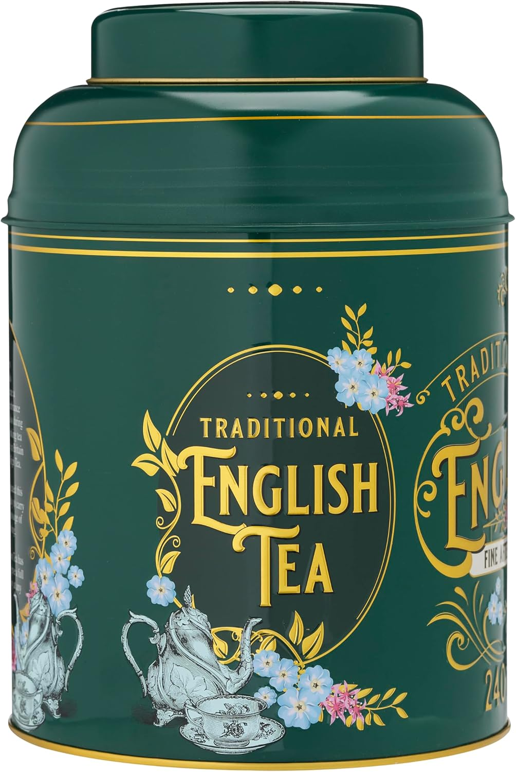 New English Teas Vintage Victorian round Tea Caddy with 240 Fine English Teabags (Bottle Green) - Mint-Green image number 3