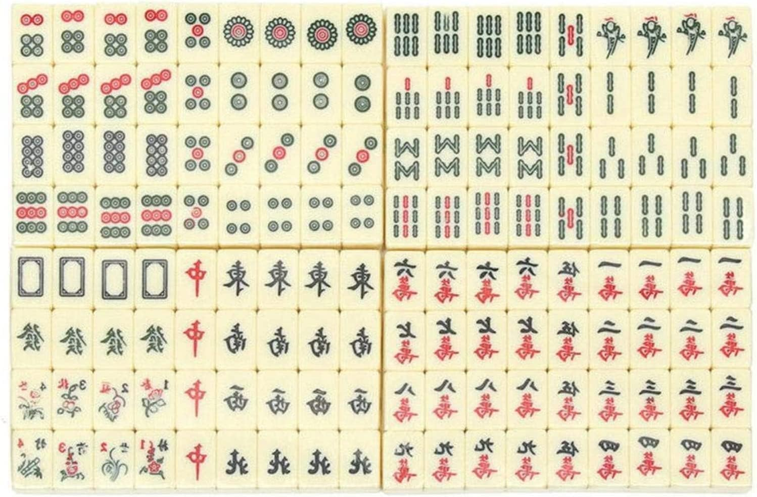 MINYII Chinese Mahjong Set, Traditional Majong Sets Chinese with 148PCS Mini Mahjong Tiles, 2PCS Dot Dice & 6.7&rdquo; Wooden Carry Case for Travel, Family Gathering, Party image number 3