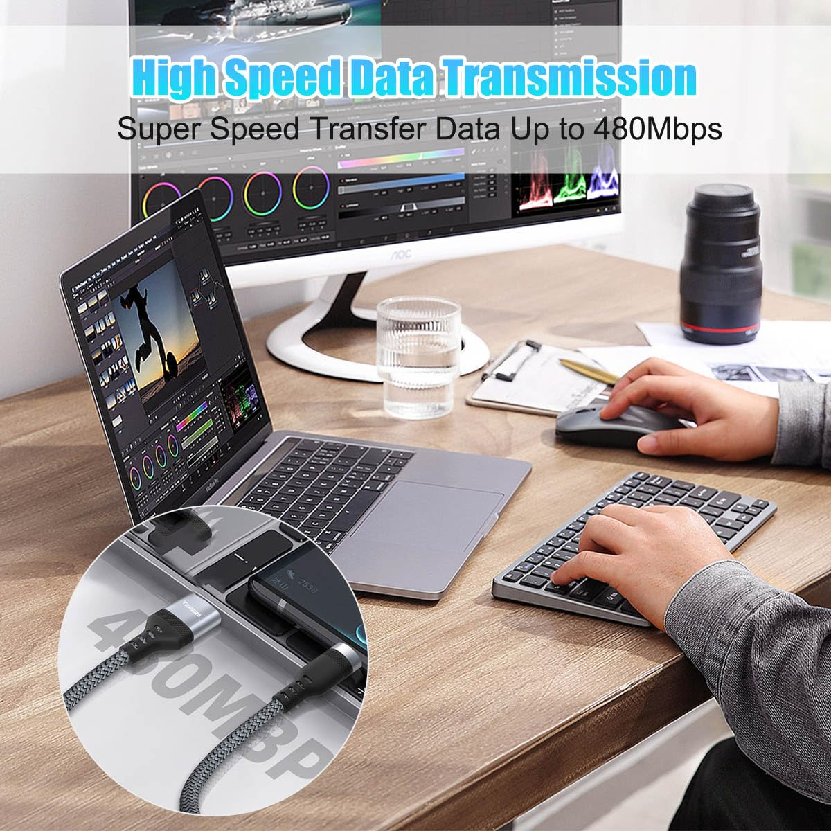 TEKERA Micro USB Cable 1M, Fast Data Transfer & Charging, Braided Micro USB Charger Cord for Android Phones, PS4 Controller, Kindle, Raspberry Pi 3, and More (3.3FT/1M) image number 1