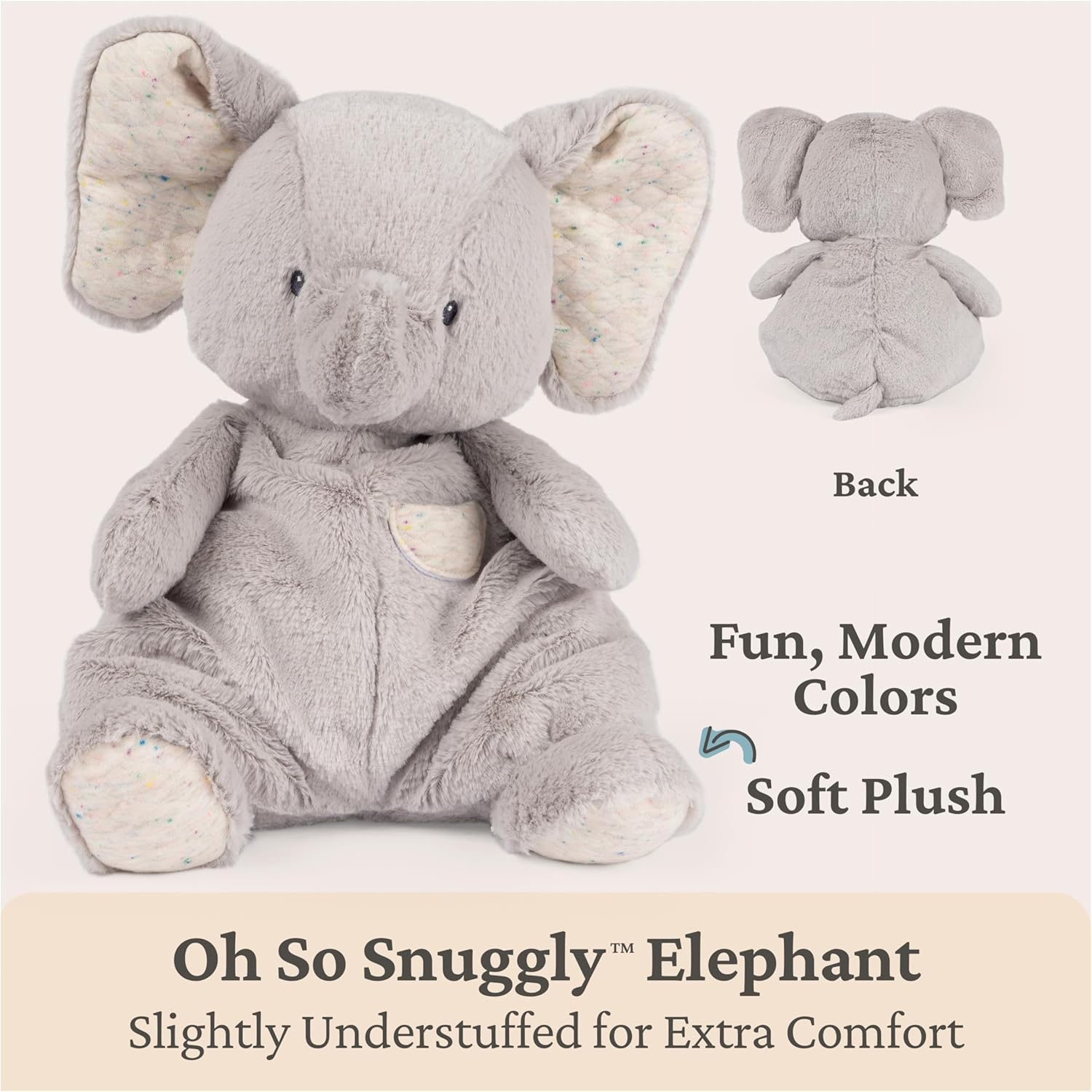 Gund Oh so Snuggly Elephant Stuffed Animal Plush Toy, Large image number 3