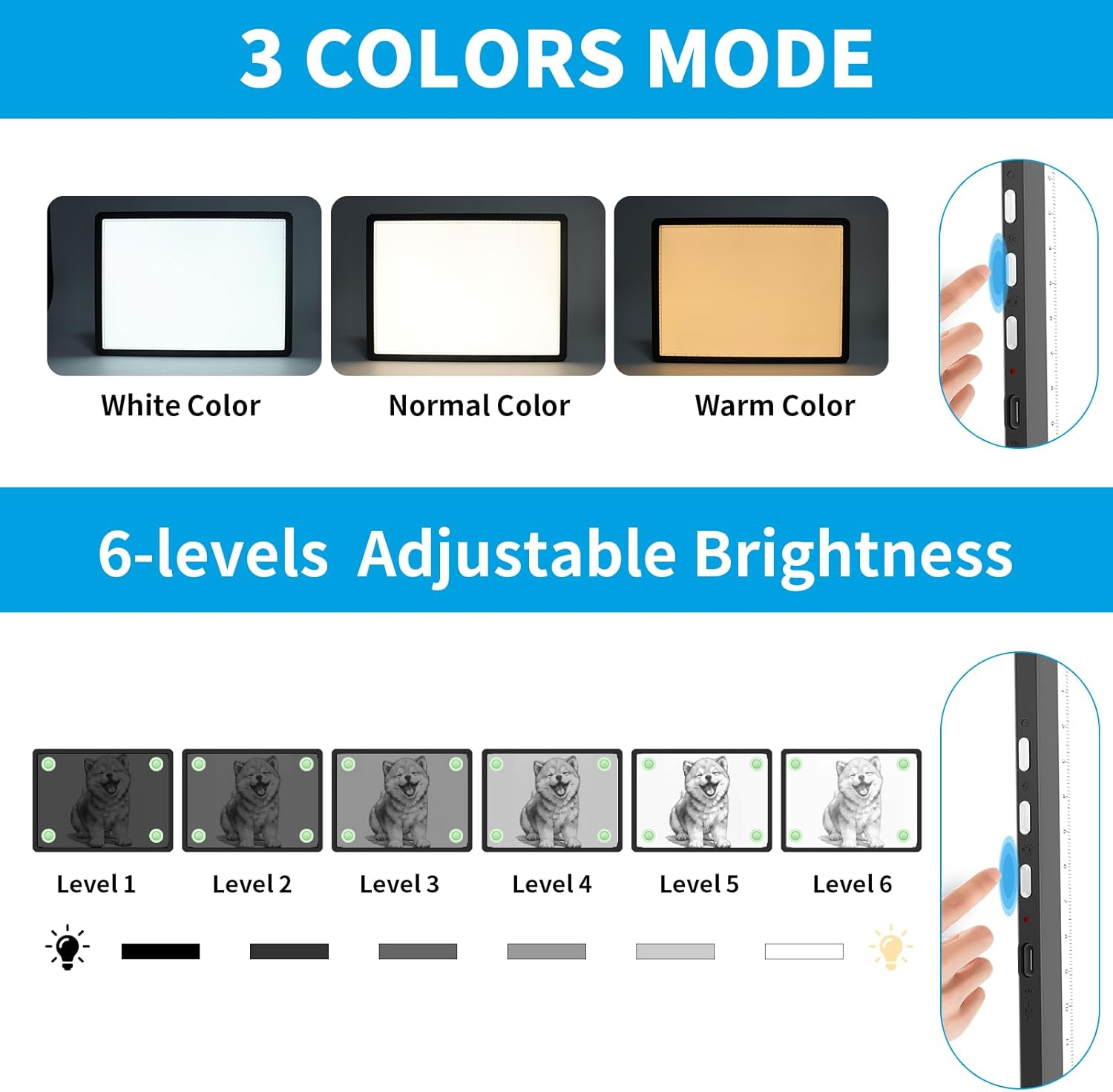 Phylosal Magnetic A4 Light Pad, Super Bright Light Box with Side Button, Diamond Art Light Board, Lightbox for Tracing and Drawing, USB Power Artcraft Light Table for Sketching, Weeding Vinyl (Black) image number 6