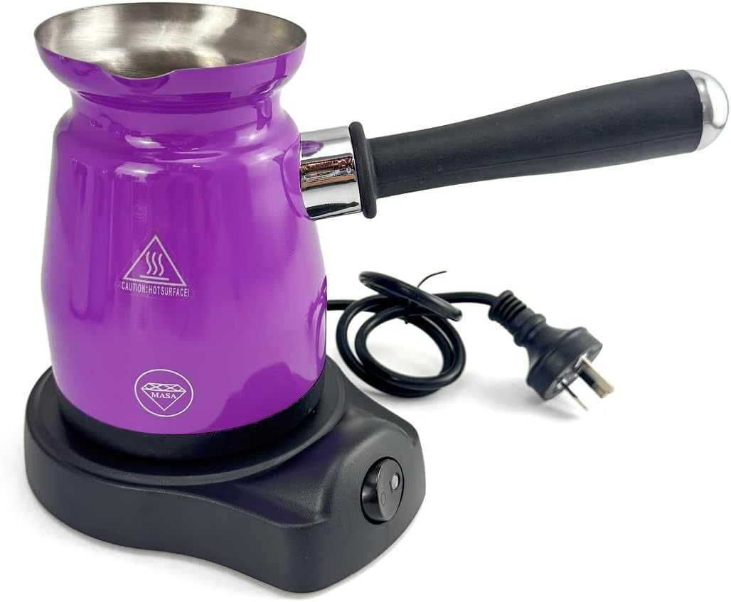 Mornest Electric Turkish Coffee Maker, Greek Coffee Pot with Patented Anti-Overflow Feature, 360 Degree Rotating Base, Portable Coffee for Home & Travel, Stainless, 4 Cups 200Ml (Purple) - Pink image number 3