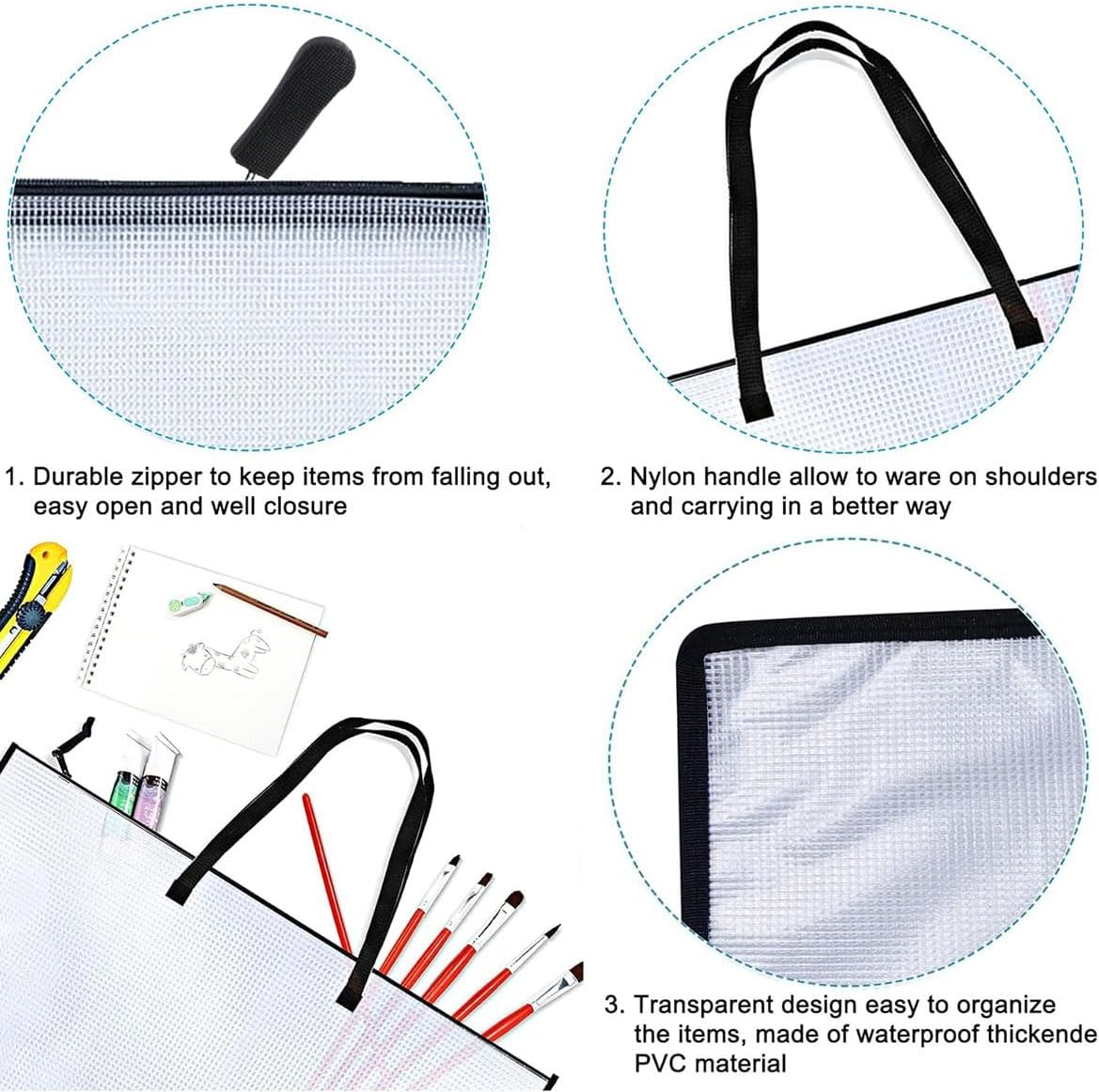 Zicojia 2 Pack 19X25 Inches Art Portfolio Case, Portfolio Folder for Artwork, Posters Storage Bag with Zipper and Handle Folder Easy Install image number 4