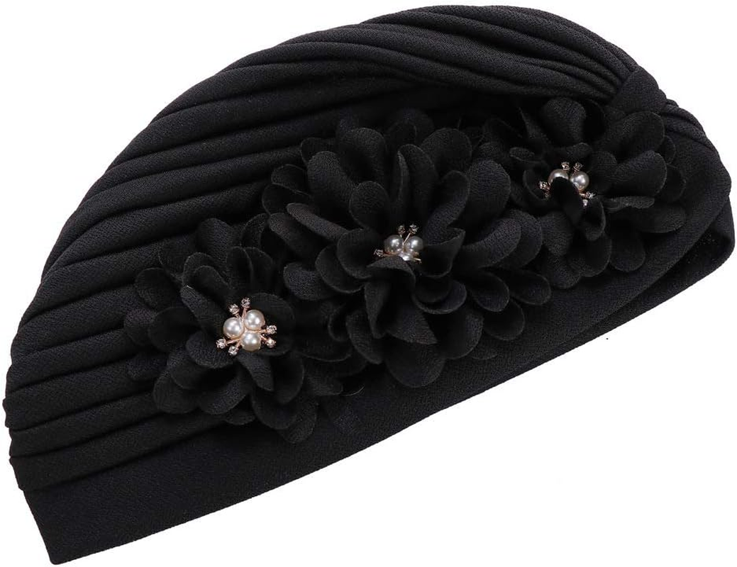 YYAOJHAO Women Flower Turban Hats - Ruffle Pre Tied Headwrap Caps Chemo Beanies Hijab Headscarf for Cancer Patient Hair Loss