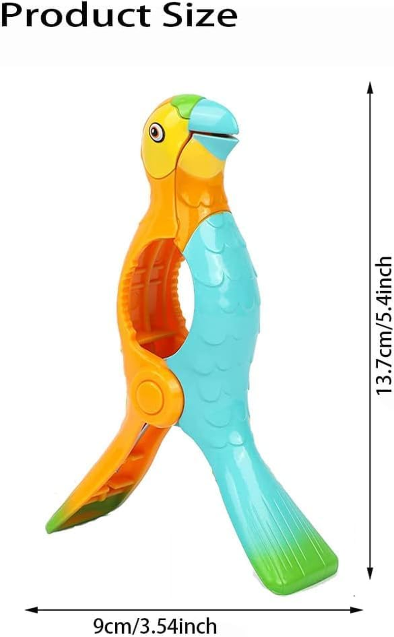 4 Pcs Beach Towel Clips, Lounge Chairs Clips, Parrot Towel Clips for Beach Chairs, Strong Towel Clips for Keep Your Cloth or Towel from Blowing for Cruise, Beach, Patio, Pool image number 6