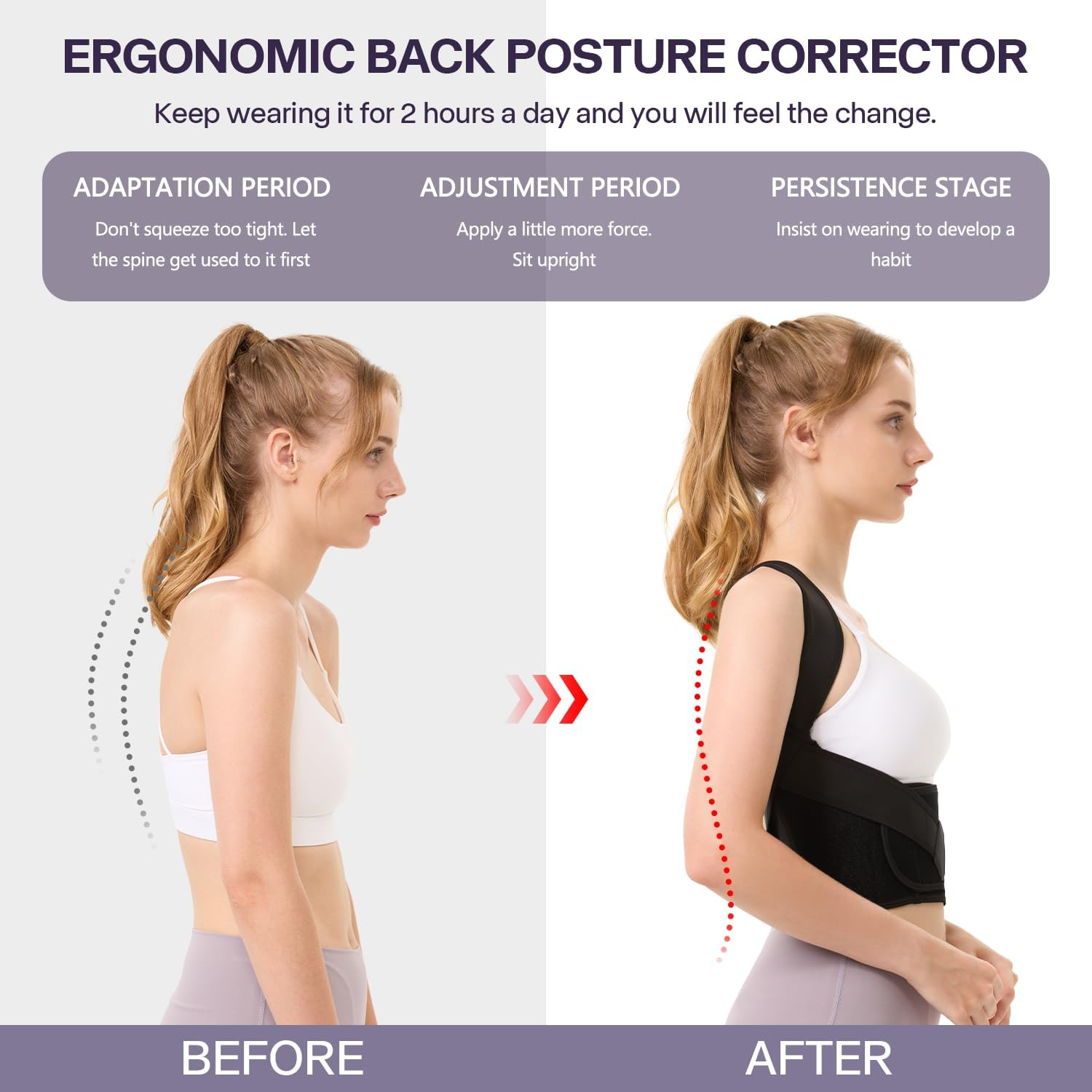 Posture Corrector for Women and Men, Adjustable Shoulder Posture Brace, Back Straightener Posture, Used for Middle and Upper Spine XXL image number 1