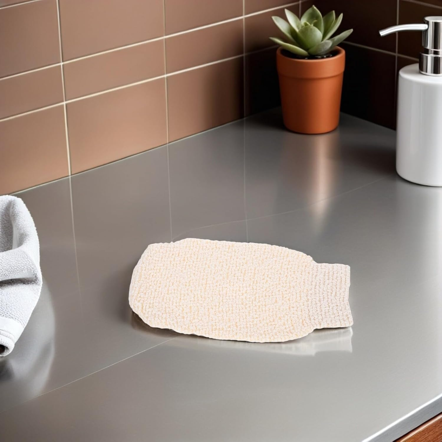 SOLUSTRE 2Pcs Bamboo Fiber Bath Scrub Gloves Exfoliating Shower Gloves for Body Massage Back Scrubber for Dead Skin Removal and Deep Cleansing image number 2