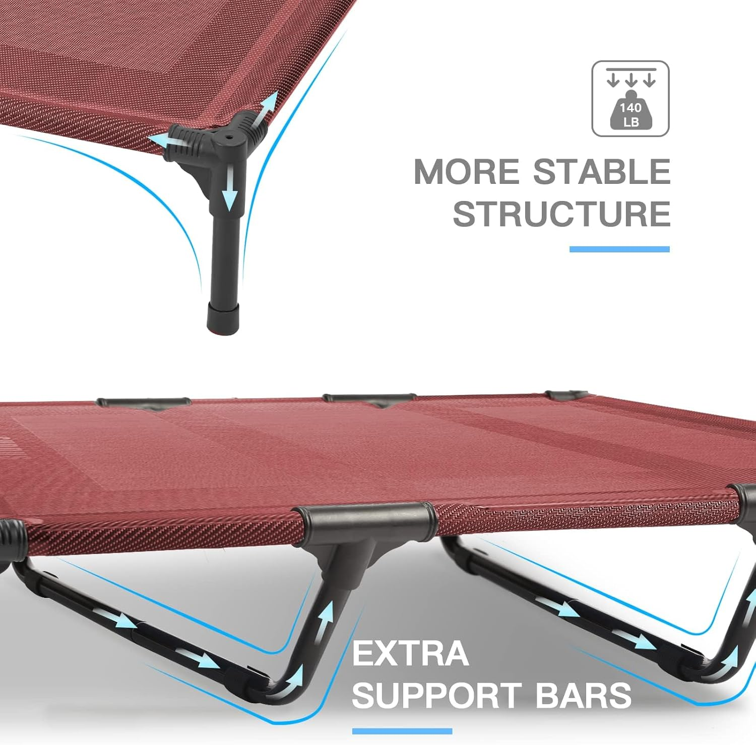 SUDDUS Elevated Dog Bed - Waterproof, Portable, Raised off Floor - Easy Clean for Indoor or Outdoor Use - Medium, Red image number 4