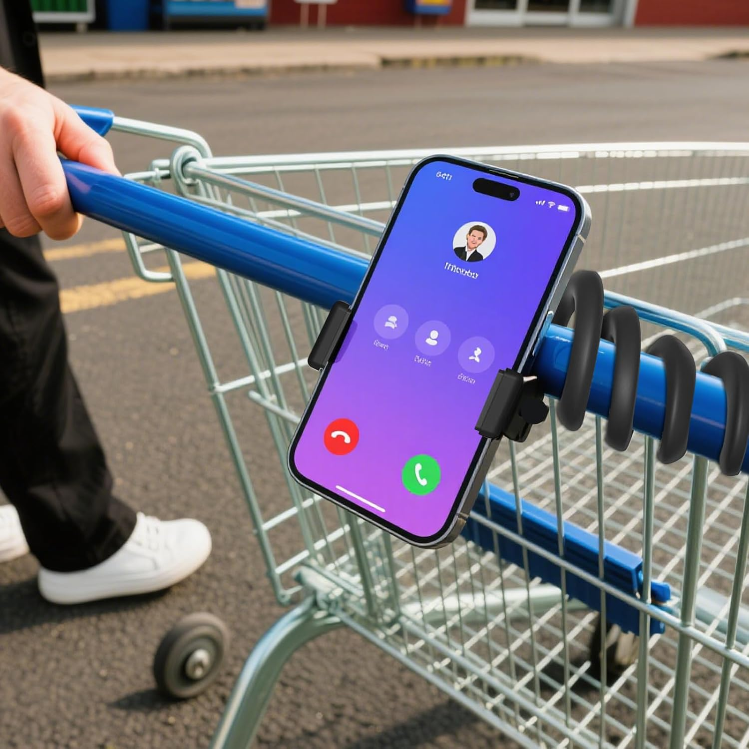 Portable Phone Holder with Anti-Slip Handrail Flexible Bicycle Phone Holder Suitable for Desk Handlebars Treadmill Cart Shopping Cart Kitchen Car image number 5