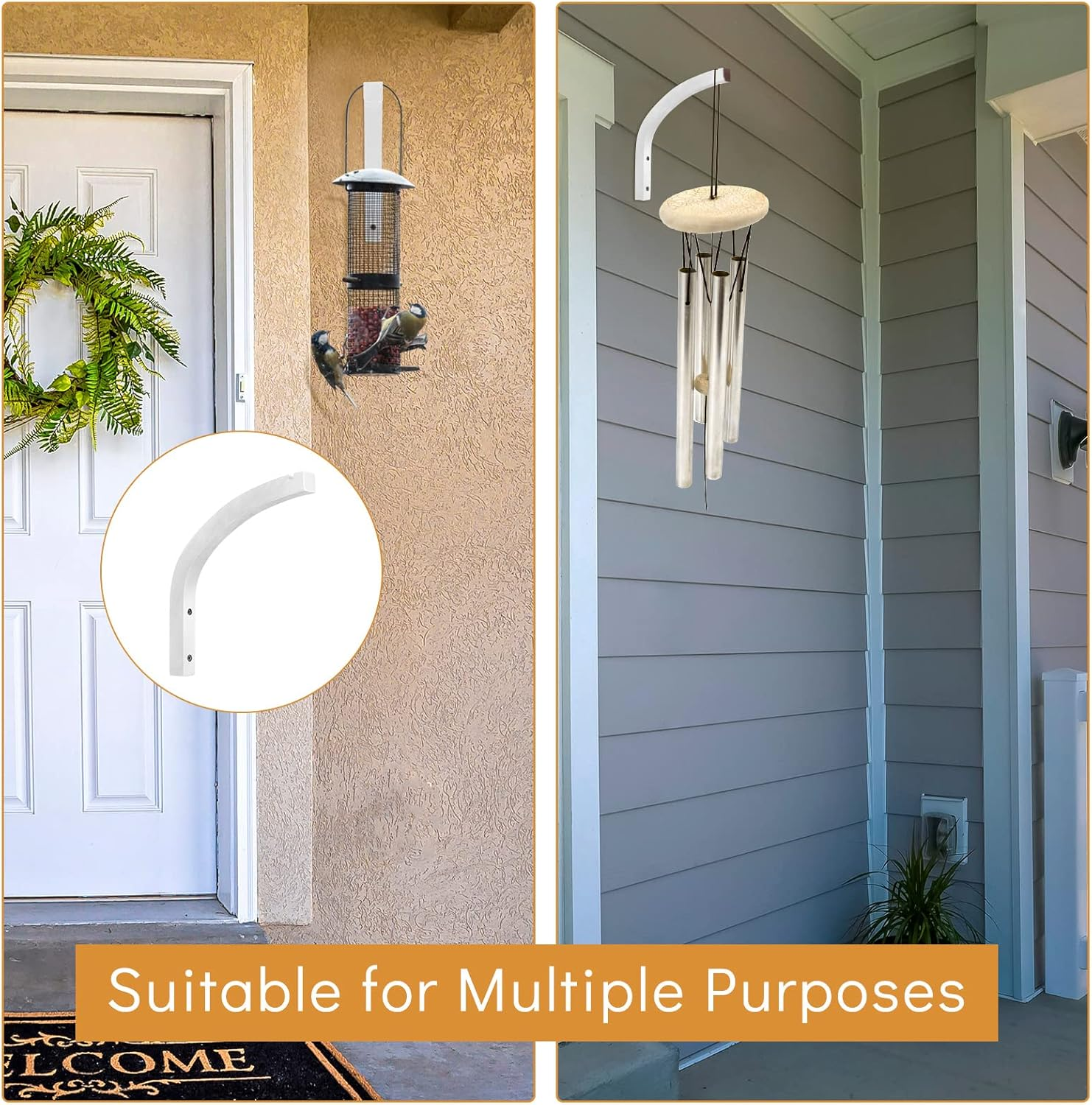 Juexica 4 Pcs Plant Hanger Wooden, 8 Inch Hanging Plant Hooks for Indoors and Outdoor, Wall Mounted Hanging Hook Brackets for Planters Lanterns Wind Chimes and Bird Feeders Patio Decor(White) image number 5