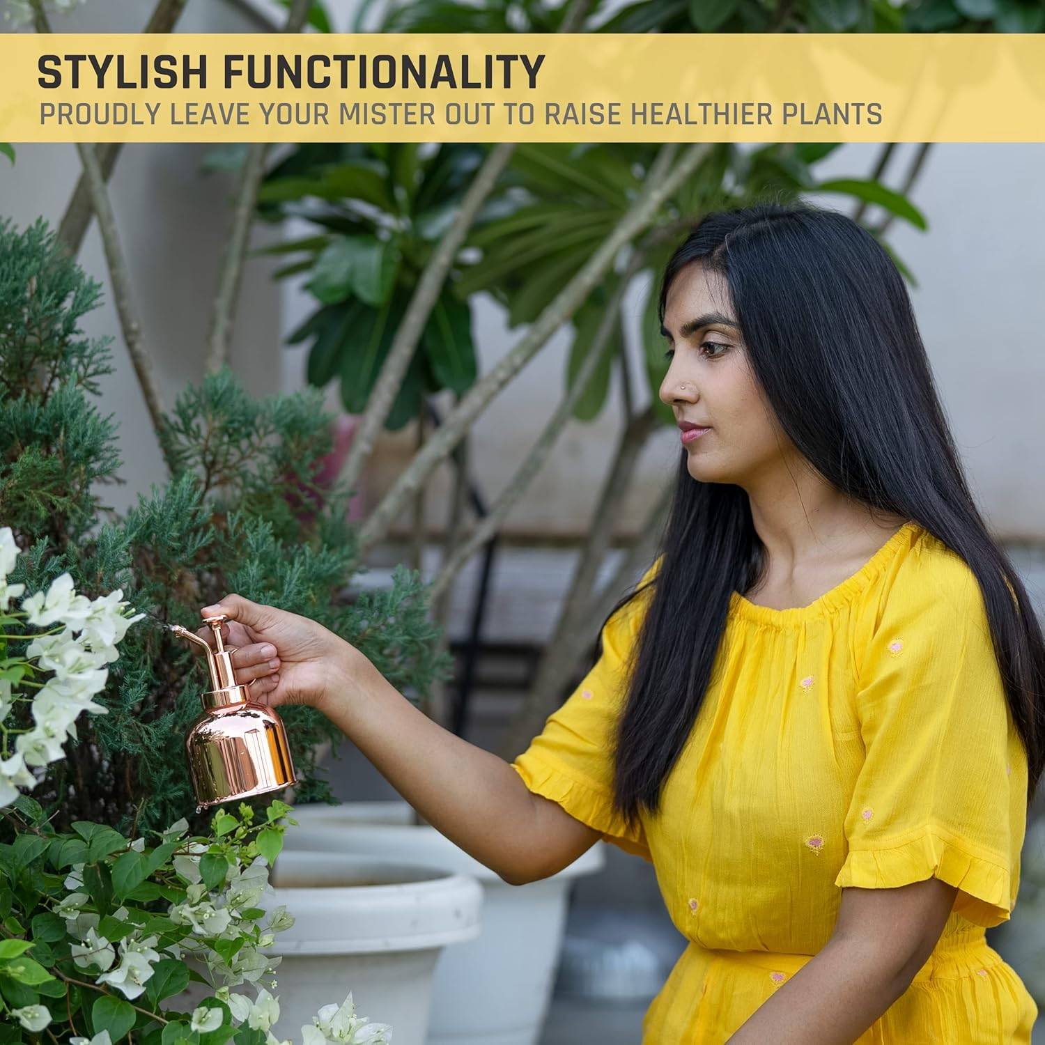 Indoor Watering Can Set - Bonus Mister Spray and Houseplants Book - 16 Oz Gold Long Spout Watering Can Set for Indoor Plants - Small Vintage Watering Can for Outdoor Plants - Modern Watering Can - Rose Gold image number 5