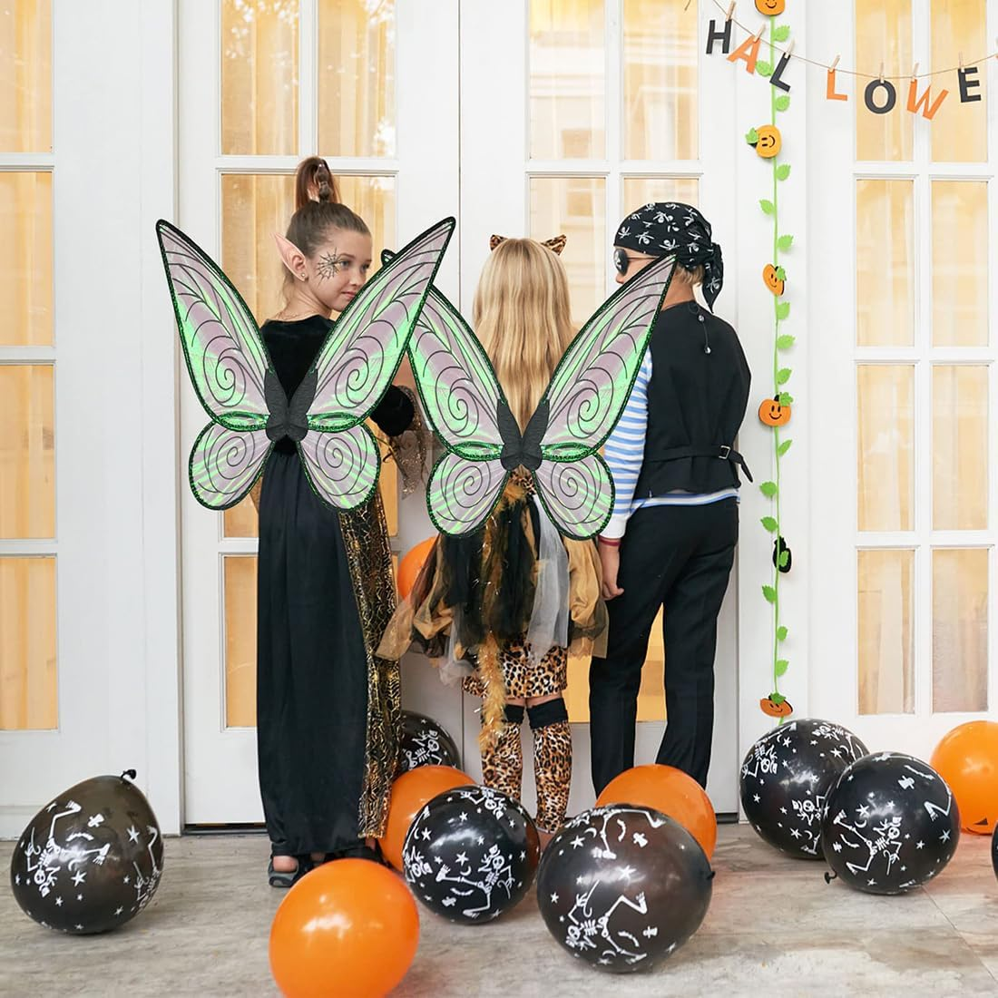 Fairy Wings, Sparkling Sheer Wings for Women Girls Adults, Fairy Wand Elf Ears Butterfly Wings Fairy Wings Adult Costume Set, Halloween Angel Wings Kids' Dress up & Pretend Play Fancy Dress image number 1