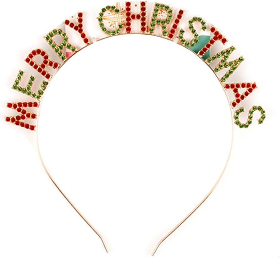 Adult Kids Christmas Xmas Novelty Headband Hat Costume Hair Clip Reindeer Santa (Metal/Merry Christmas) image number 4