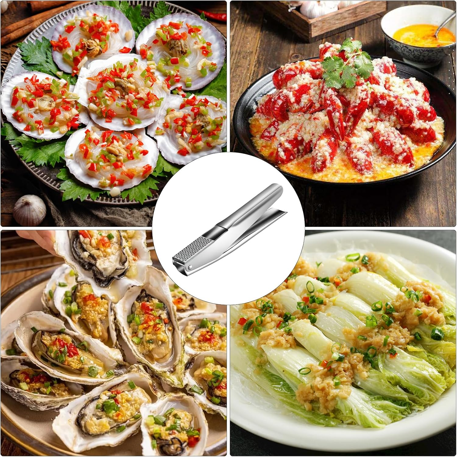 Stainless Steel Garlic Press Kitchen Gadget - Leak-Proof, Easy to Clean, Dishwasher Safe