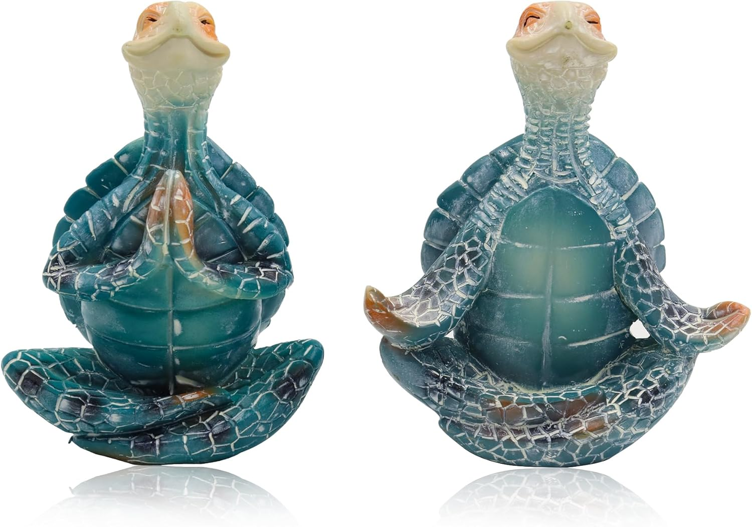 Set of 2 Meditation Yoga Turtle Statue, Sea Turtle Decor, Coastal Room Decor, Meditating Turtle Figurines for Garden Decorations, Beach Decorations for Home Office Desk Bathroom (2 Pcs)