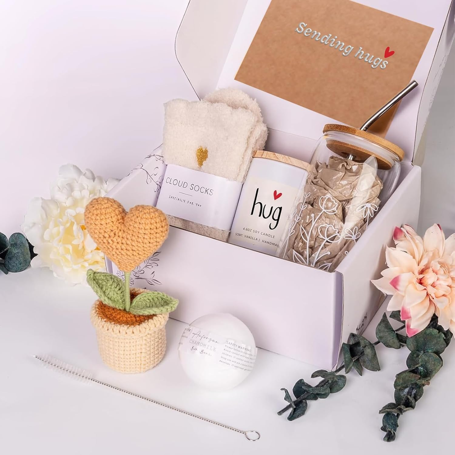 Get Well Soon Gift Set - Relaxing Spa Gift Basket Set, Valentines Day Gifts, Galentines Day Gifts, Gifts for Mom Her Friend Grandma image number 4