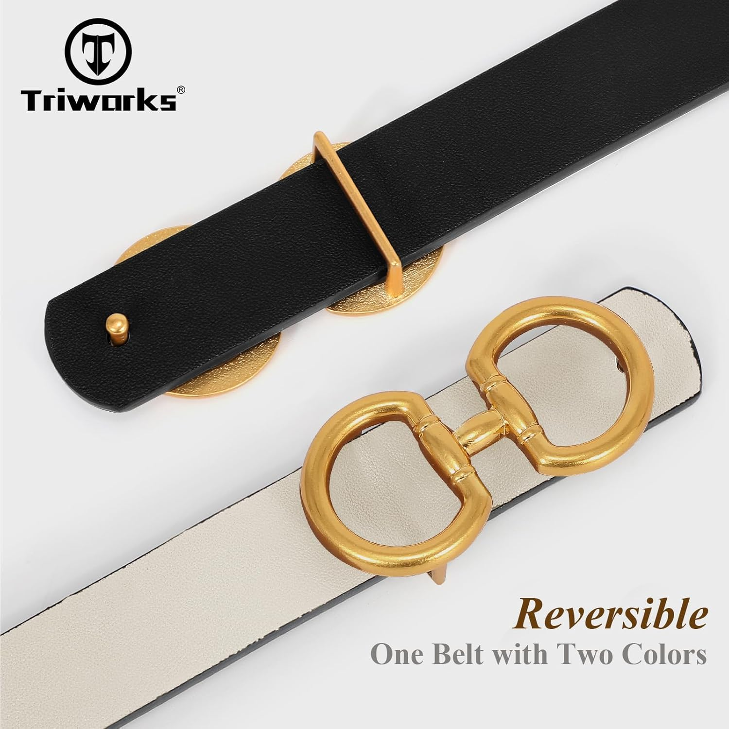 Double Ring Belt Women Fashion Leather Belt Golden/Silver O Ring Buckle Belt for Jeans, Pants, Dresses, Shorts