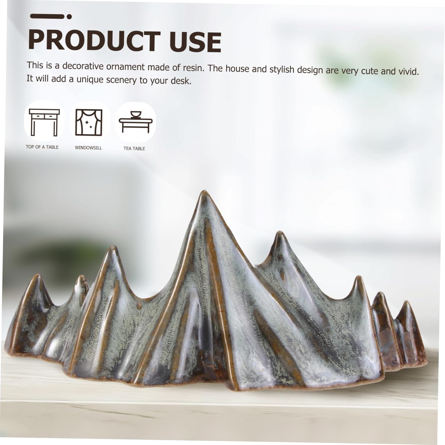 VANZACK 1Pc Ceramic Peak Ornament for Desktop -Landscape Adornment Realistic Faux Rockery Decor for for Gardening and Photo Props image number 5